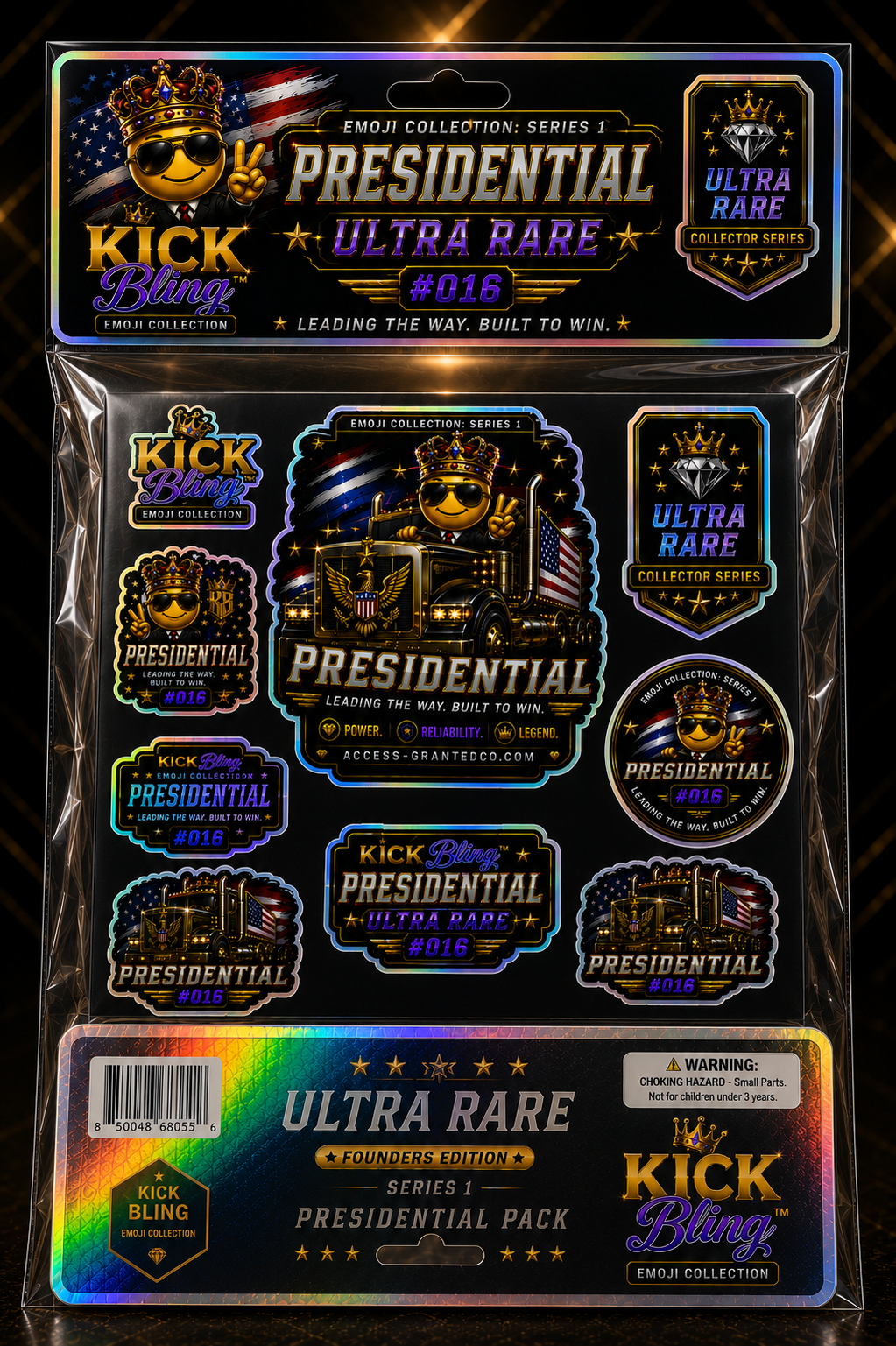 Kick Bling Ultra Rare Presidential Holographic Vinyl Sticker Pack Semi Truck Collector Edition