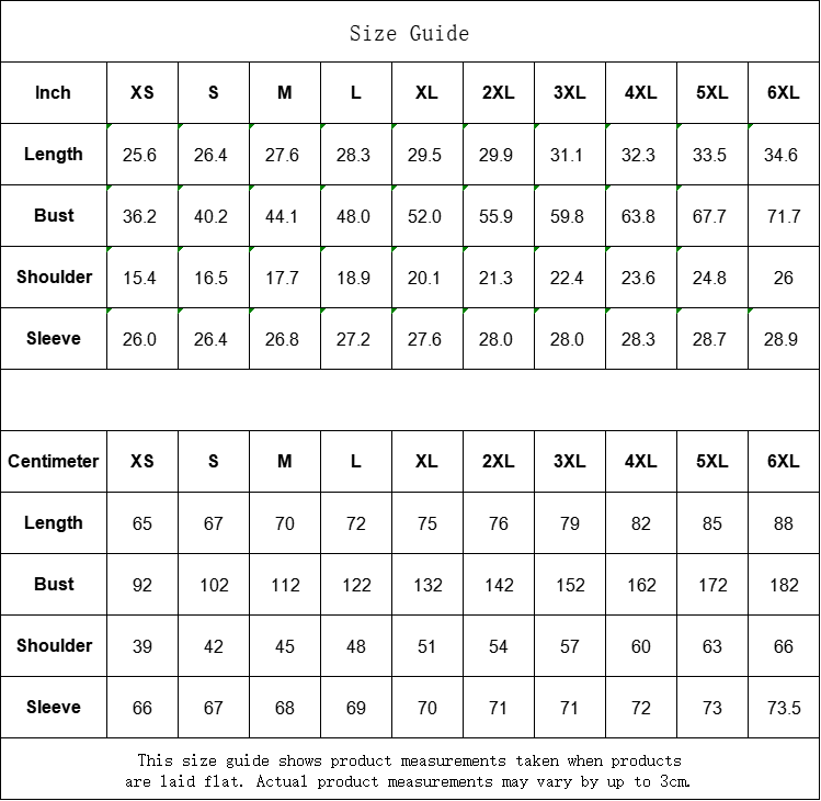 Please use our Size guide chart before ordering