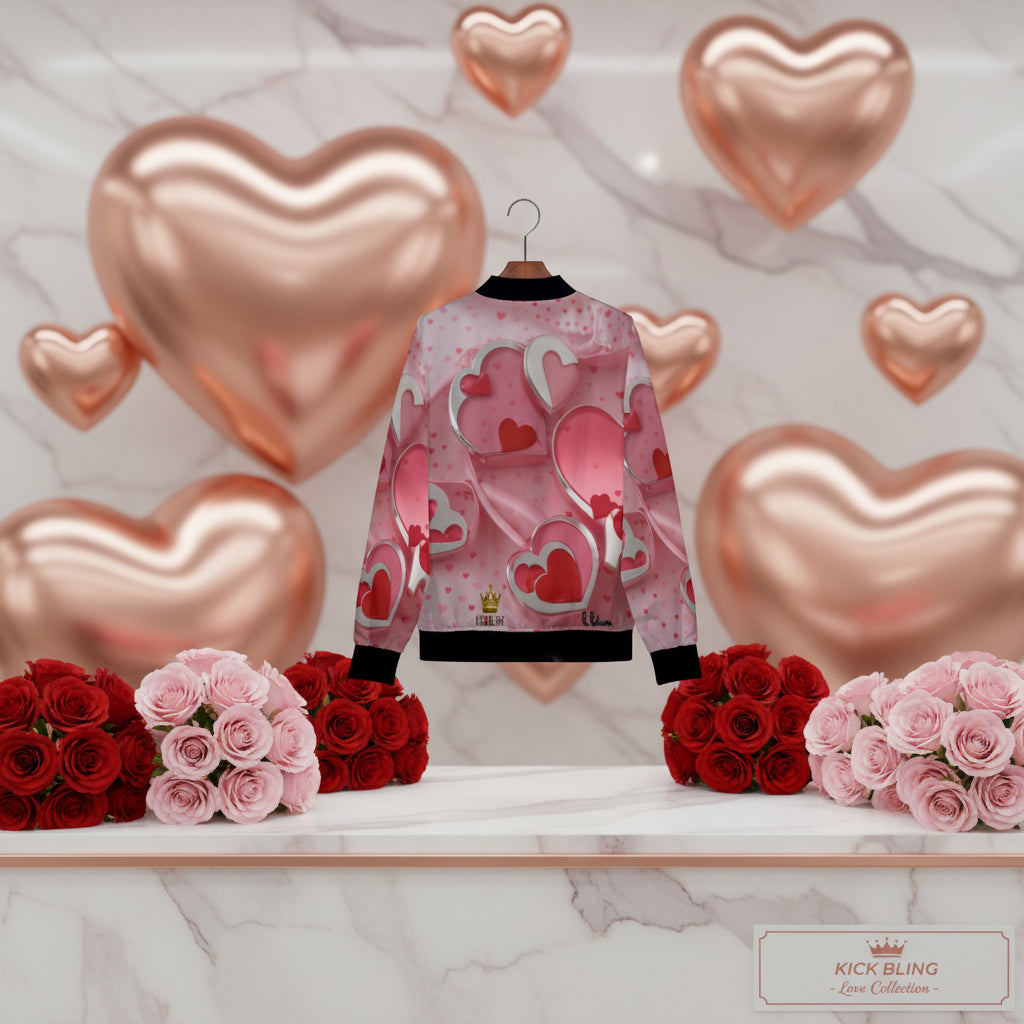 Elevate your casual wardrobe with this Love1 print Women's Bomber Jacket, expertly crafted for style and comfort. Constructed from a premium polyester blend with a soft lining, this jacket delivers all-day wearability without compromise. Reinforced cuffs and waist ensure durability through countless wears, while two generous front pockets keep your essentials within reach. The classic zipper closure pairs seamlessly with any outfit, and meticulous stitching throughout showcases the quality craftsmanship beh