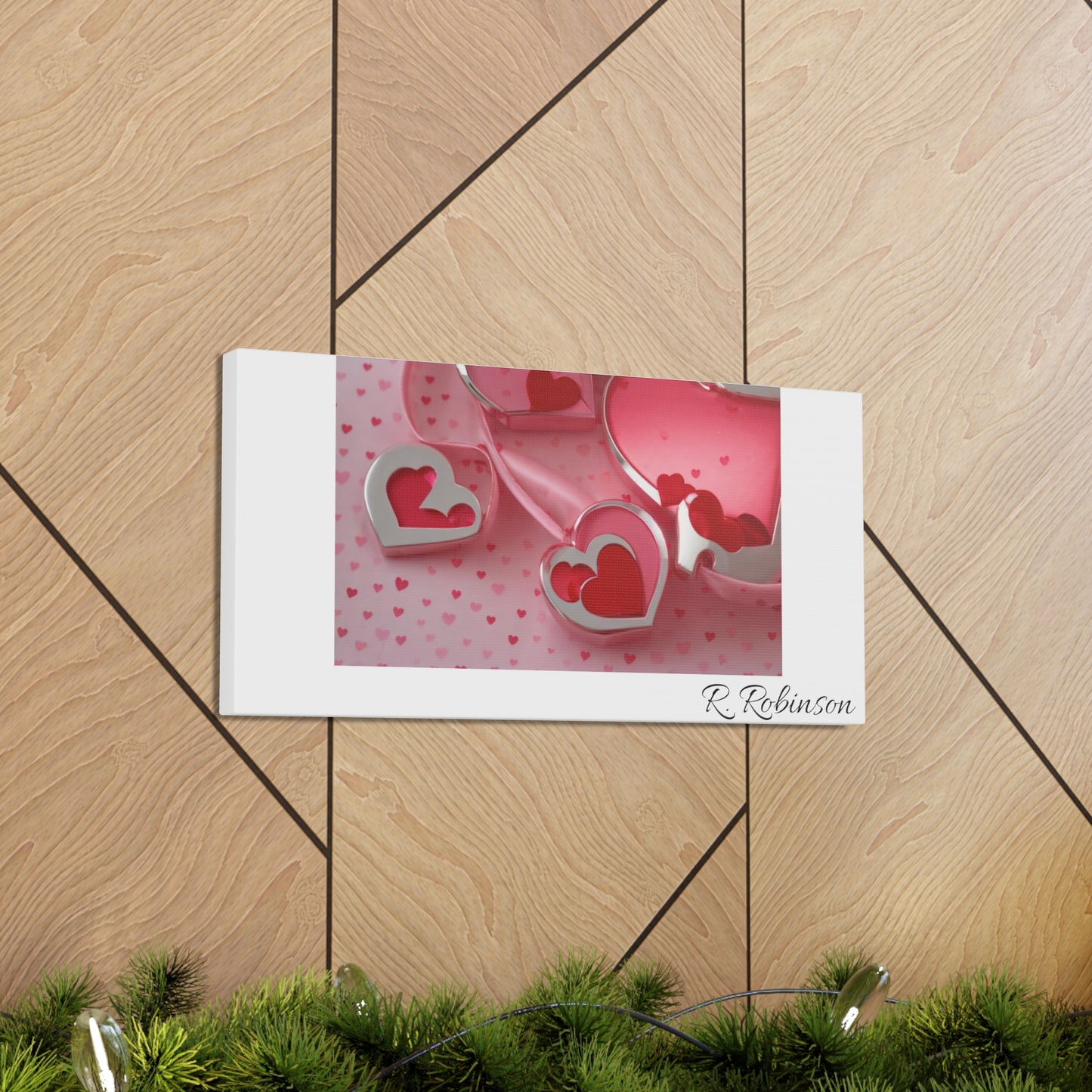 Red Hearts and Pink Satin No 1 Canvas Gallery Wraps