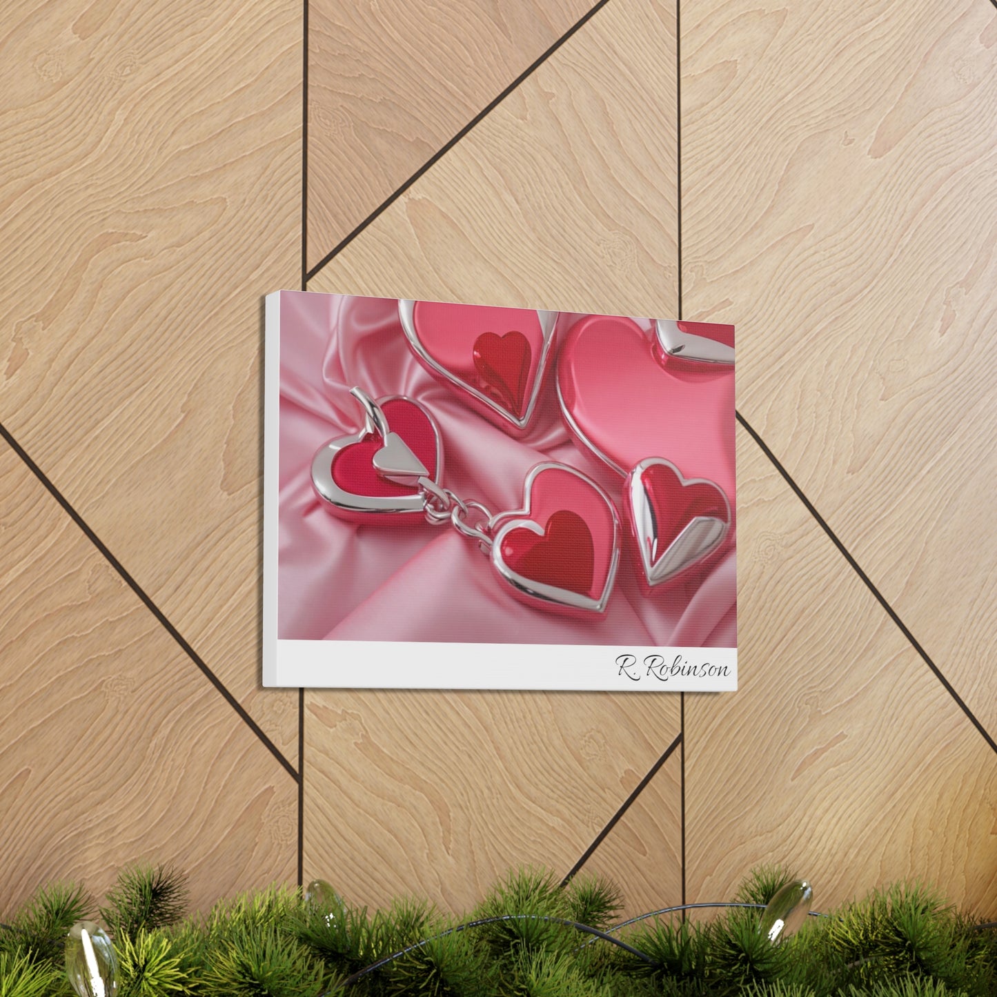 Red Hearts and Pink Satin No 2 Canvas Gallery Wraps