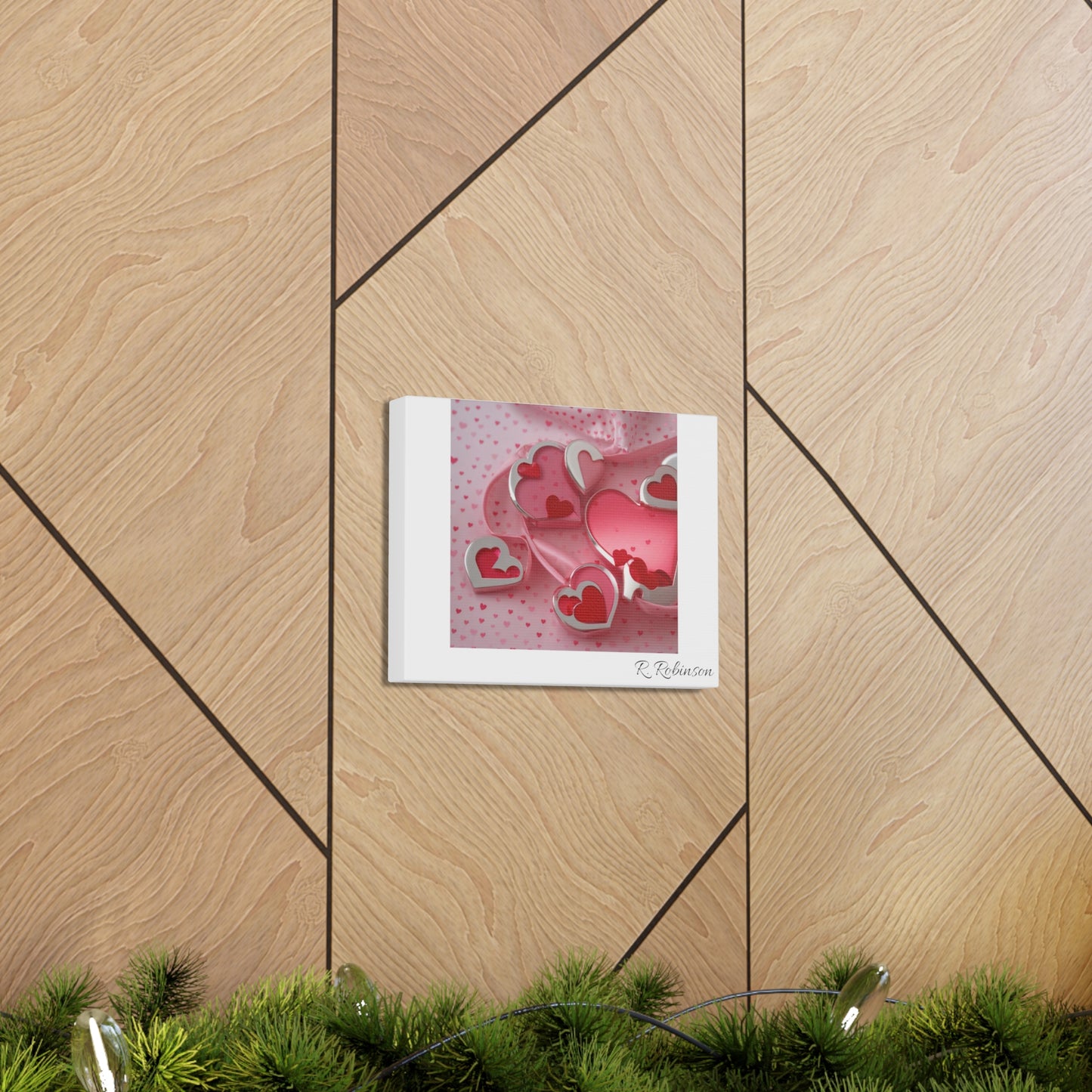 Red Hearts and Pink Satin No 1 Canvas Gallery Wraps