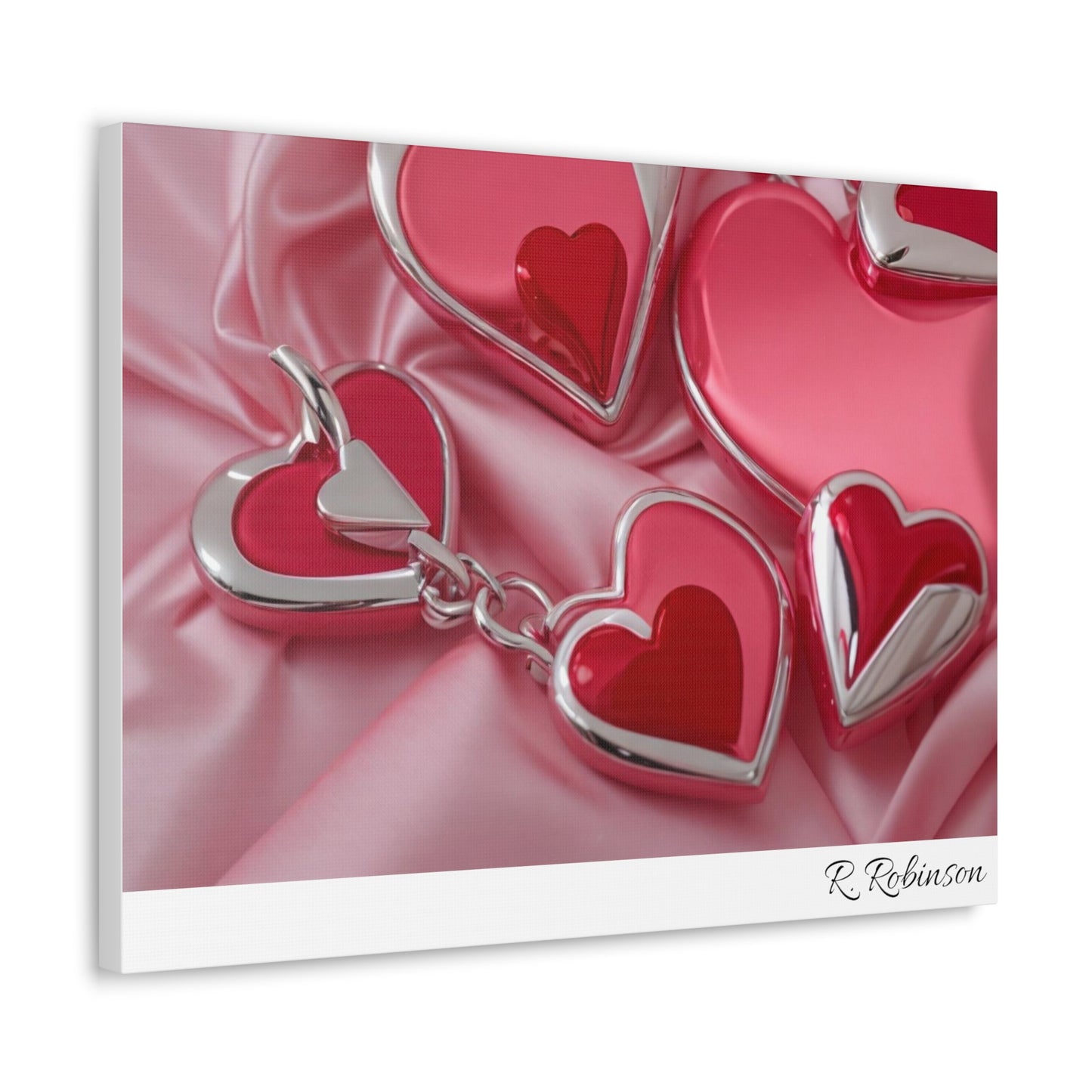 Red Hearts and Pink Satin No 2 Canvas Gallery Wraps