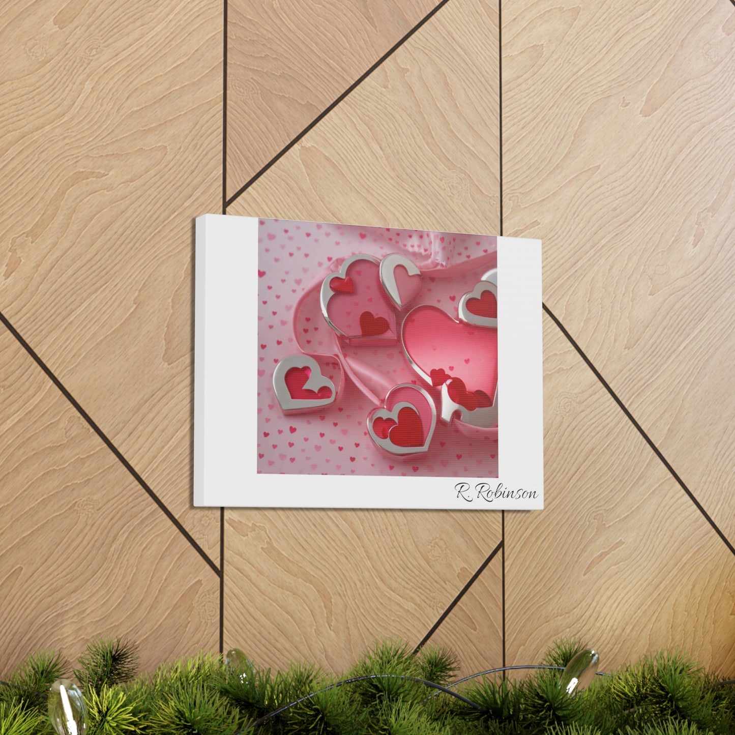 Red Hearts and Pink Satin No 1 Canvas Gallery Wraps