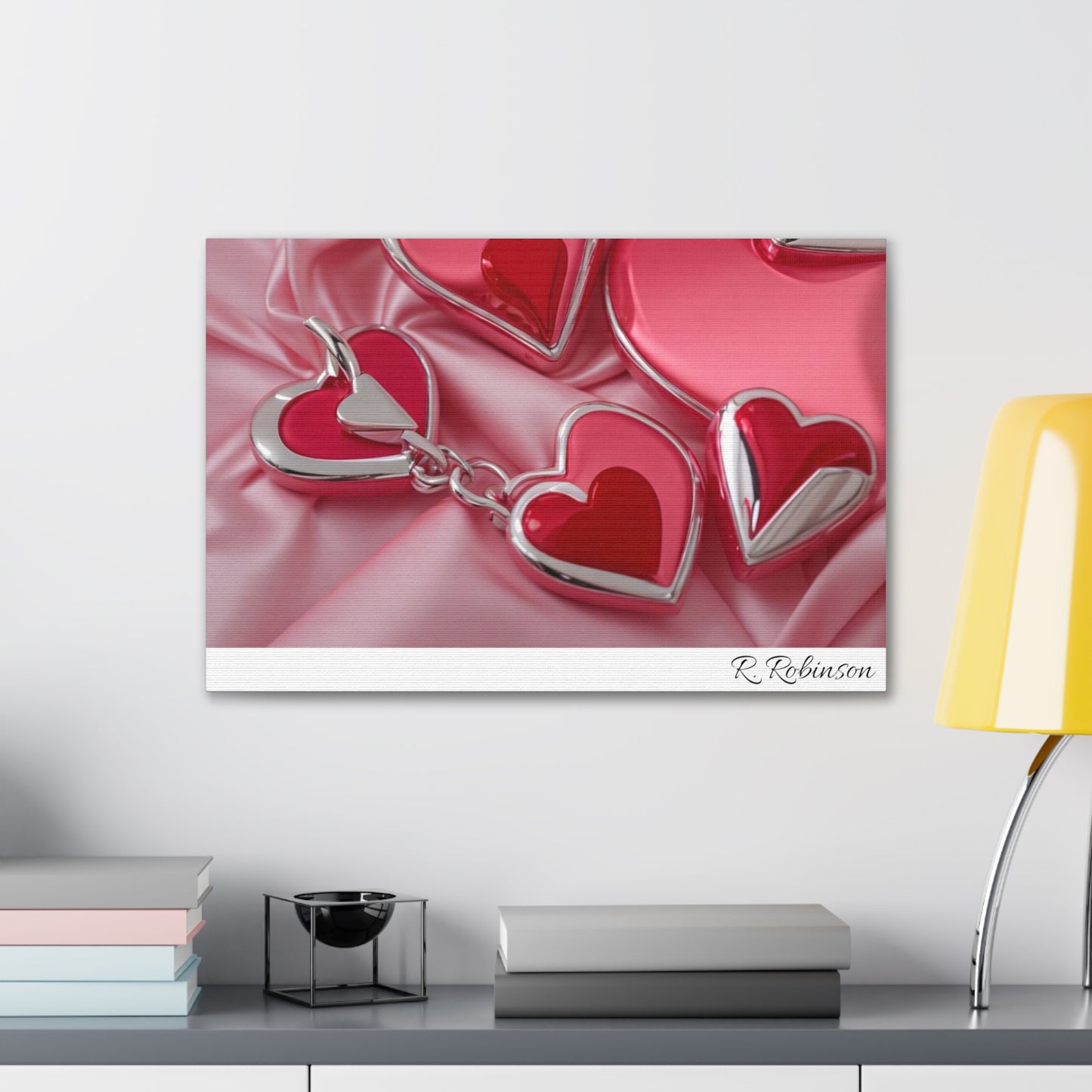 Red Hearts and Pink Satin No 2 Canvas Gallery Wraps