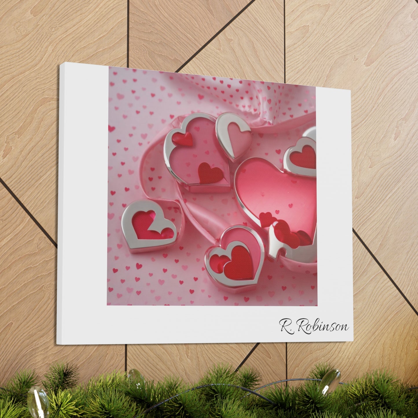 Red Hearts and Pink Satin No 1 Canvas Gallery Wraps