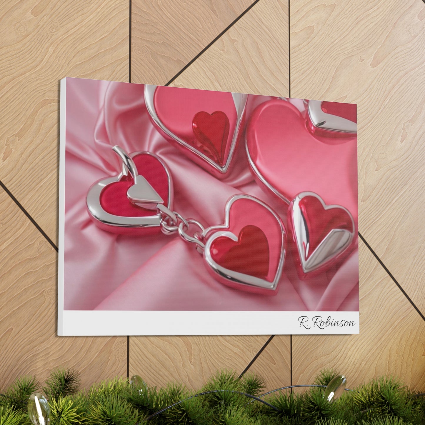 Red Hearts and Pink Satin No 2 Canvas Gallery Wraps