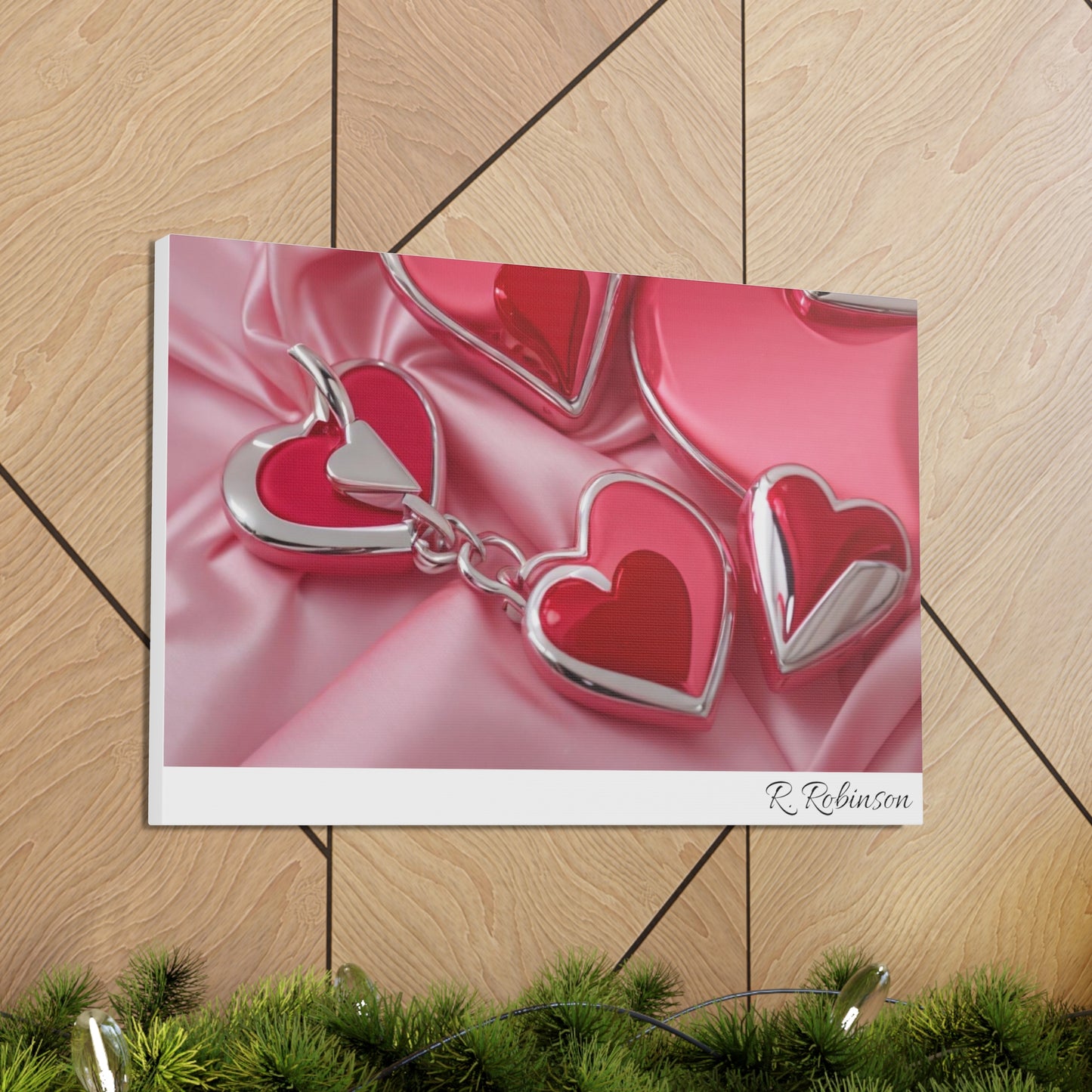 Red Hearts and Pink Satin No 2 Canvas Gallery Wraps