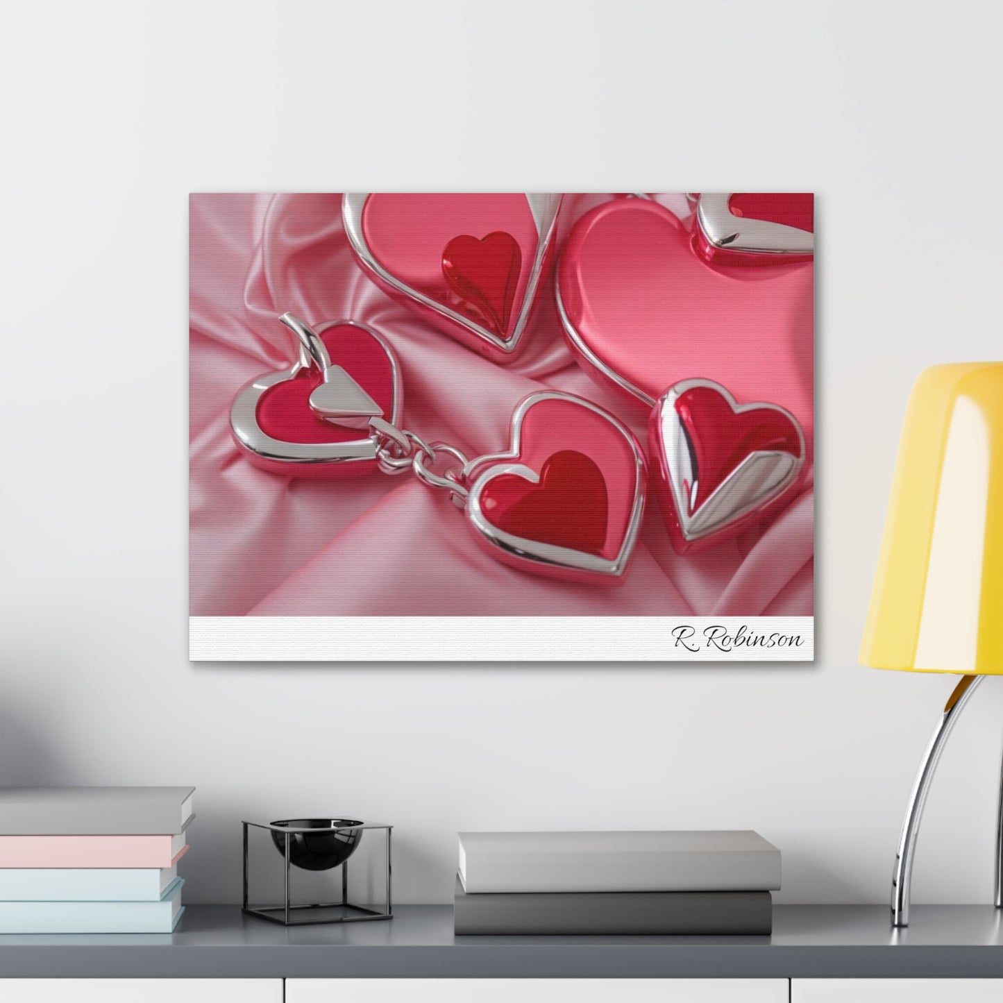 Red Hearts and Pink Satin No 2 Canvas Gallery Wraps