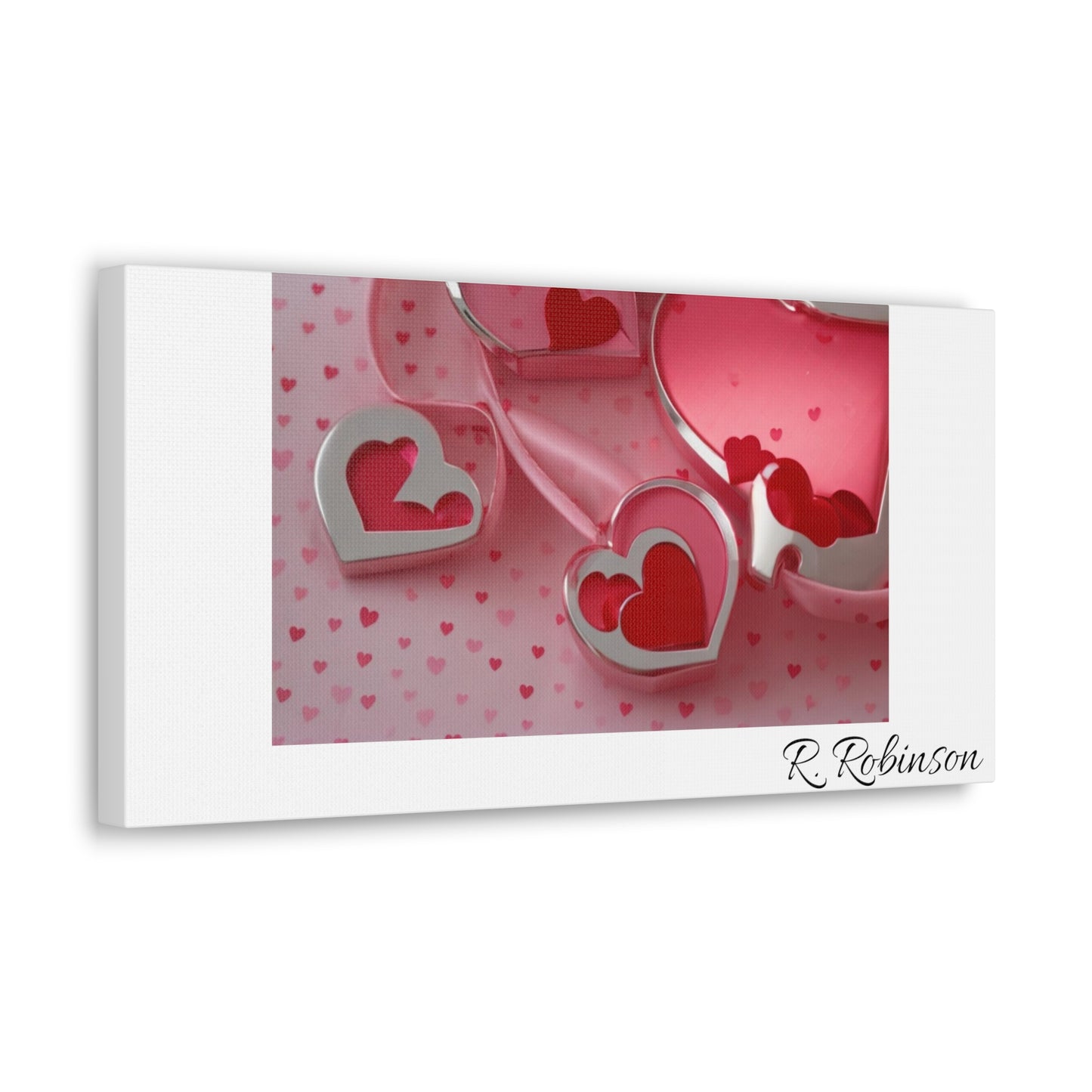 Red Hearts and Pink Satin No 1 Canvas Gallery Wraps