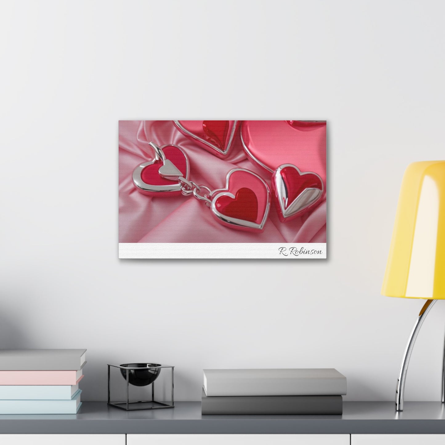 Red Hearts and Pink Satin No 2 Canvas Gallery Wraps