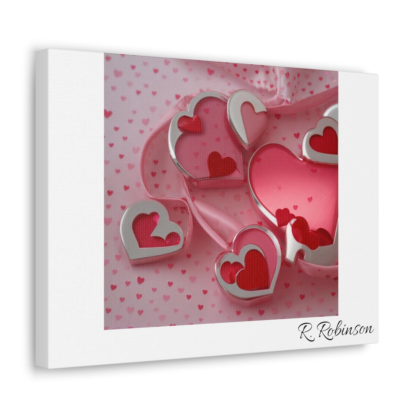 Red Hearts and Pink Satin No 1 Canvas Gallery Wraps