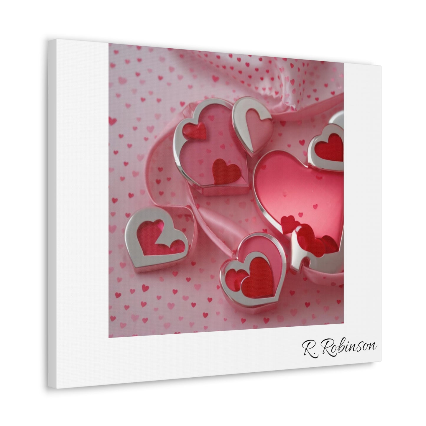 Red Hearts and Pink Satin No 1 Canvas Gallery Wraps