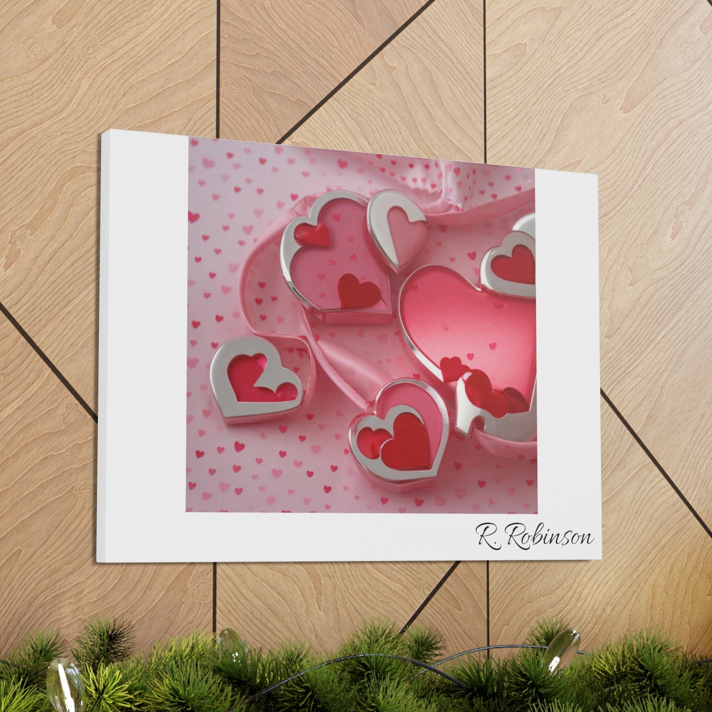 Red Hearts and Pink Satin No 1 Canvas Gallery Wraps