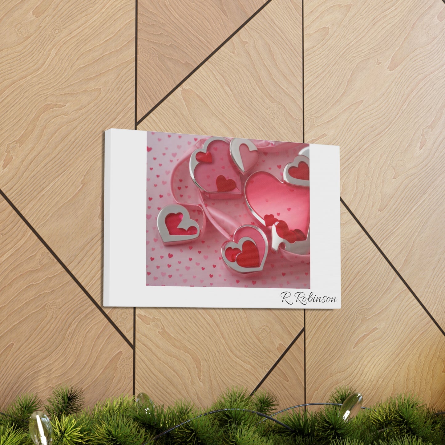 Red Hearts and Pink Satin No 1 Canvas Gallery Wraps