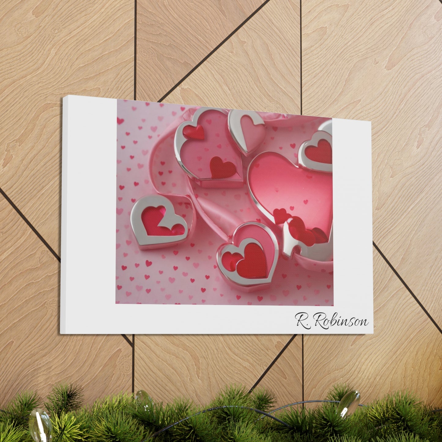 Red Hearts and Pink Satin No 1 Canvas Gallery Wraps