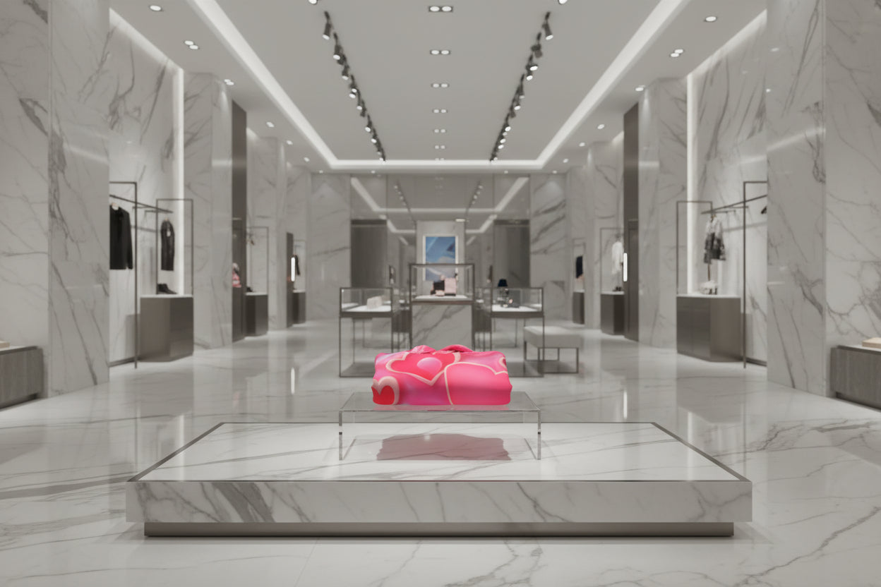 Pink hoodie with heart patterns on a white background