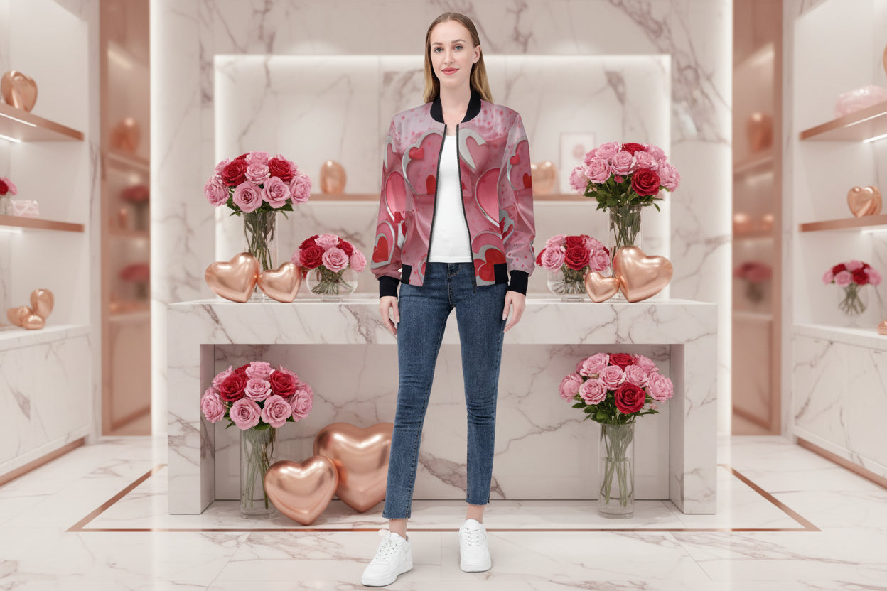 Elevate your casual wardrobe with this Love1 print Women's Bomber Jacket, expertly crafted for style and comfort. Constructed from a premium polyester blend with a soft lining, this jacket delivers all-day wearability without compromise. Reinforced cuffs and waist ensure durability through countless wears, while two generous front pockets keep your essentials within reach. The classic zipper closure pairs seamlessly with any outfit, and meticulous stitching throughout showcases the quality craftsmanship beh