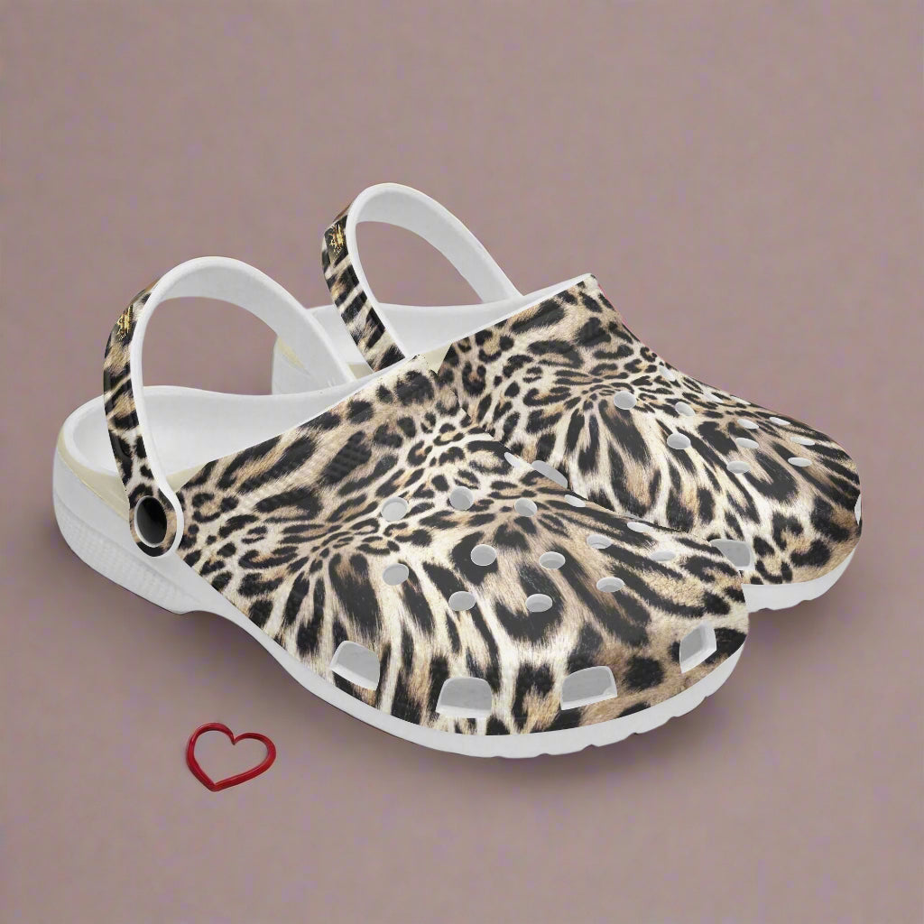 Introducing the 313rd Leopard Printed Clogs, designed for both men and women. Customize your style with the all-over printed vamp and tape. Lightweight EVA upper and durable anti-slip outsole make these versatile clogs perfect for indoor and outdoor wear as both flip-flops and sandals. Embrace comfort and style with every step!