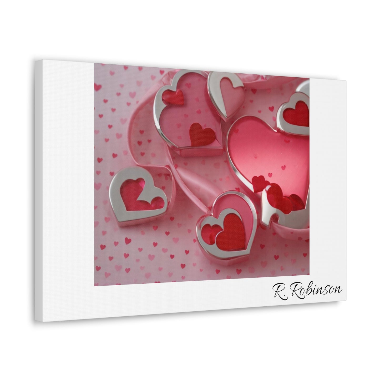 Red Hearts and Pink Satin No 1 Canvas Gallery Wraps