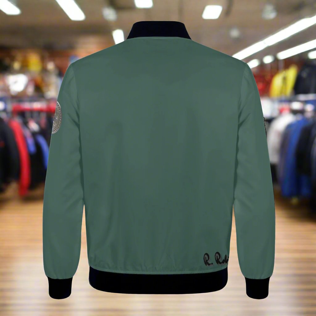 Indulge in luxury with the Classic Money Green Detroit D's Women’s Bomber Jacket. Handmade with premium polyester blend fabric and soft polyester lining, this jacket guarantees a comfortable wear. The reinforced cuffs and waist add durability, while the 2 spacious front pockets provide essential storage. Complete with an exquisite design and zipper-up closure, this jacket exudes elegance and sophistication. Care for it with gentle machine wash and low-heat tumble dry.