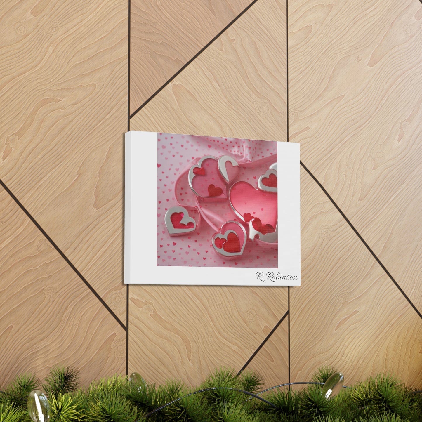 Red Hearts and Pink Satin No 1 Canvas Gallery Wraps