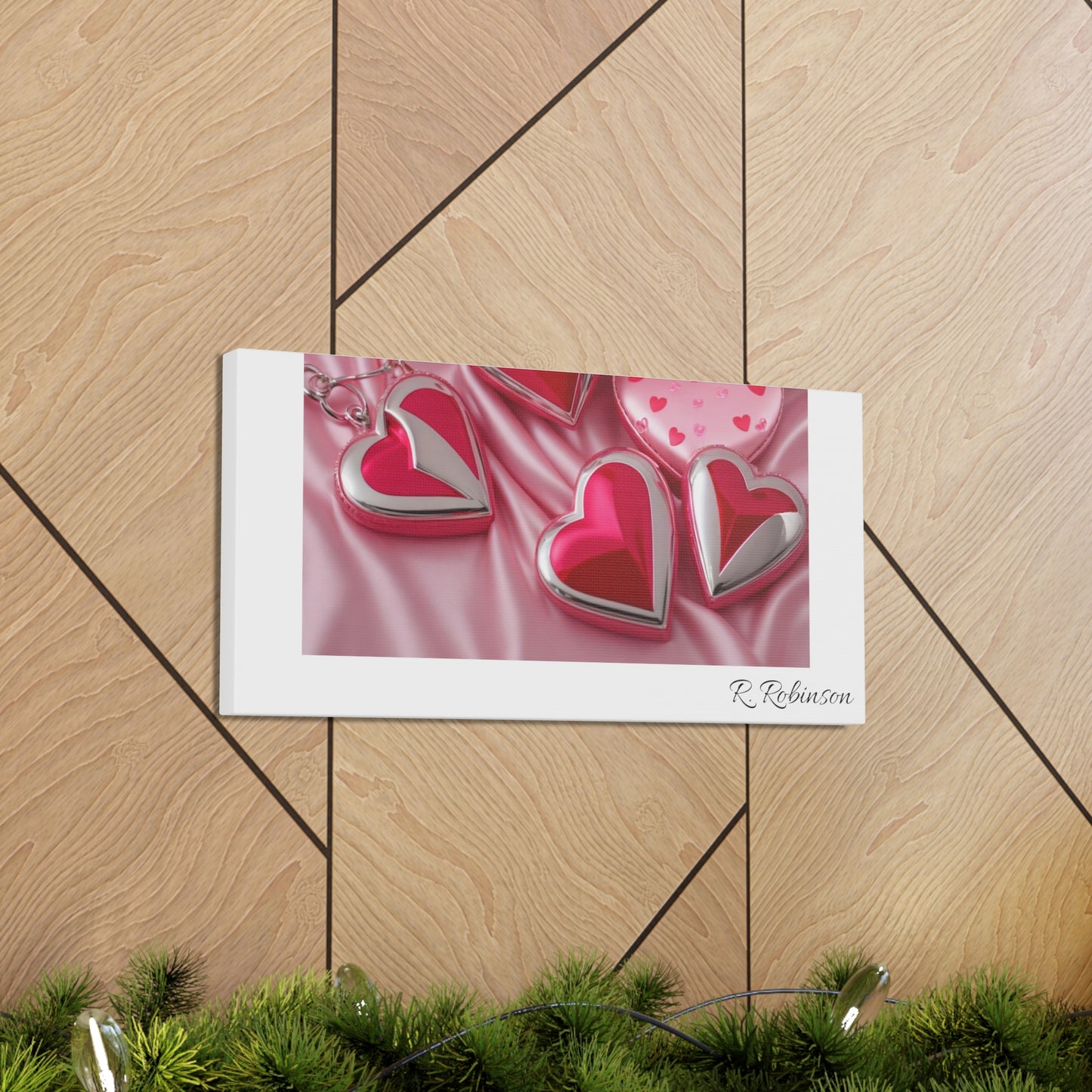 Red Hearts and Pink Satin No 3 Canvas Gallery Wraps