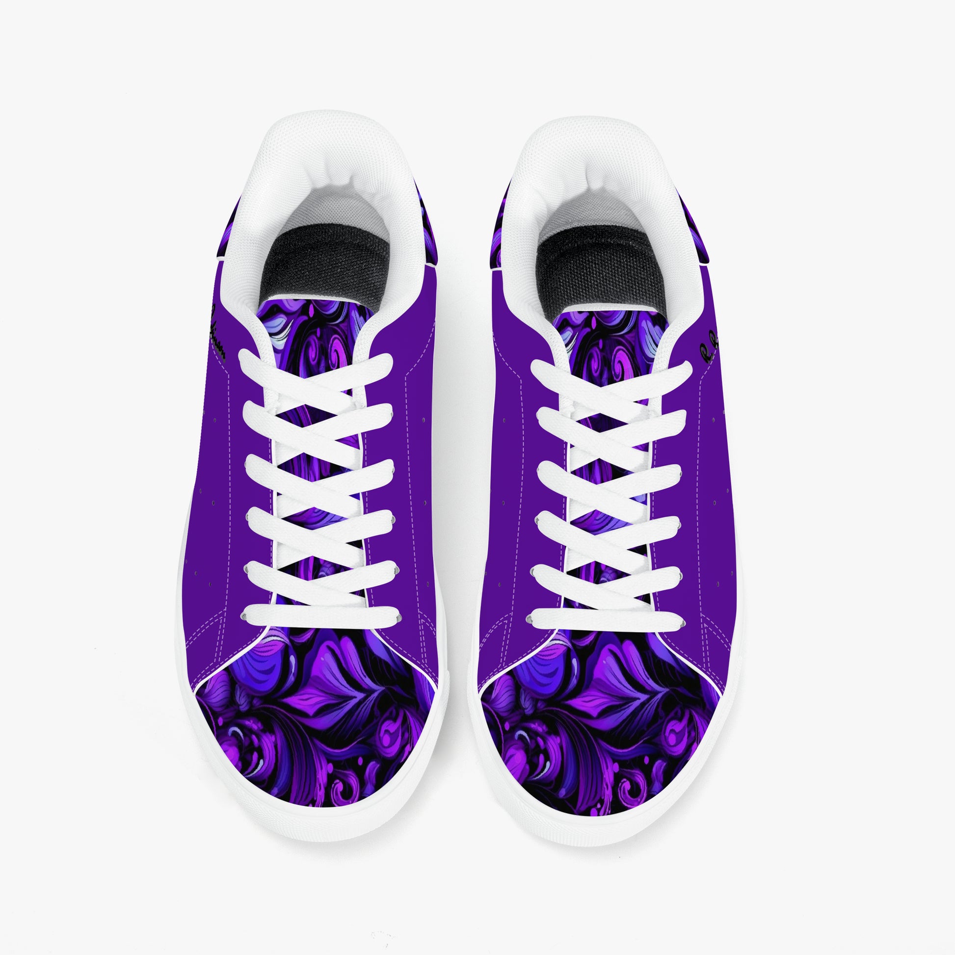 Step into comfort and style with these Elegant Purp print Classic Low-Top Leather Sneakers, designed for everyone. Featuring a striking all-over-print leather upper paired with breathable mesh lining, these unisex sneakers deliver both visual impact and wearability. The soft EVA padded insoles provide cushioning for all-day comfort, while the timeless lace-up closure and classic eyelets ensure a secure, adjustable fit. Perfect for casual wear or making a statement, these sneakers blend contemporary design w