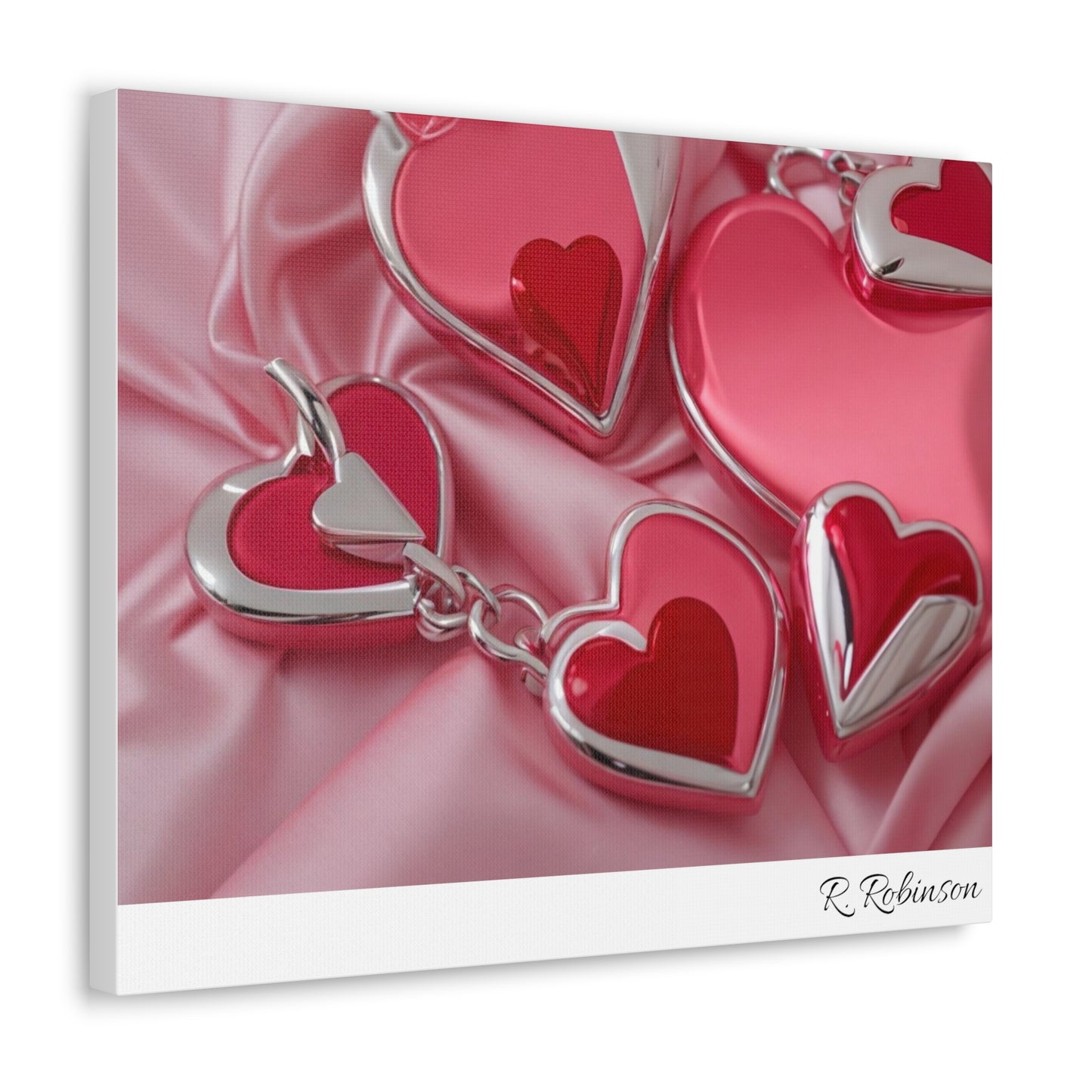 Red Hearts and Pink Satin No 2 Canvas Gallery Wraps