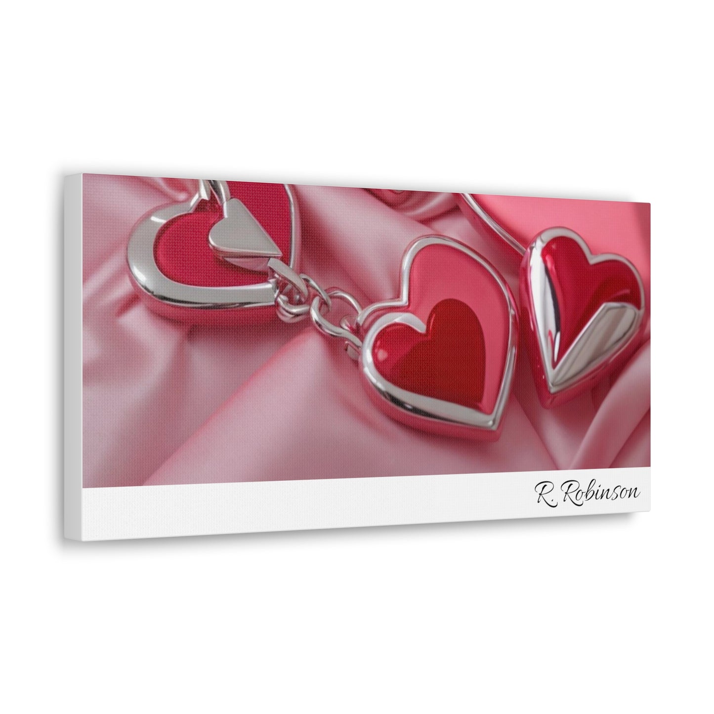 Red Hearts and Pink Satin No 2 Canvas Gallery Wraps