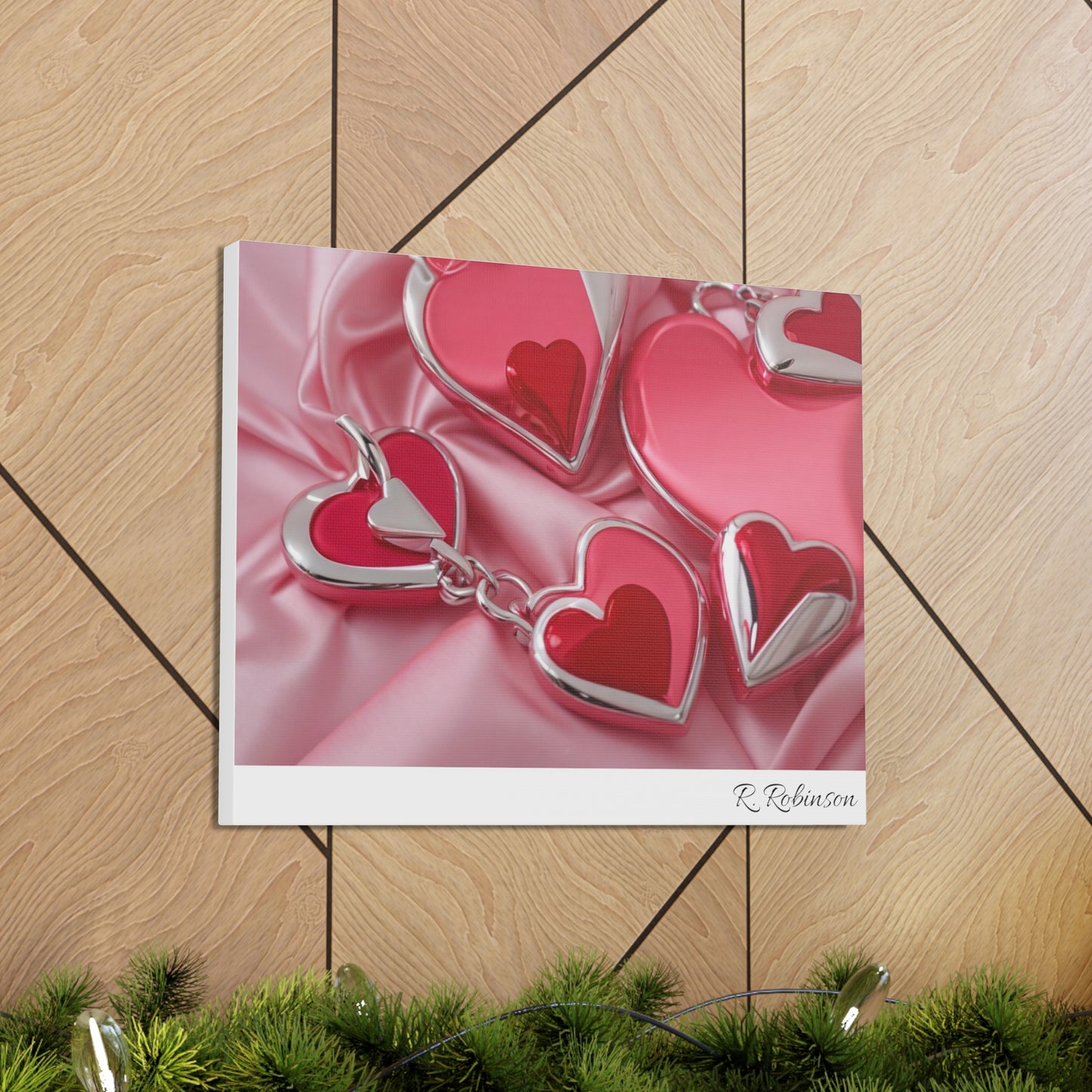 Red Hearts and Pink Satin No 2 Canvas Gallery Wraps