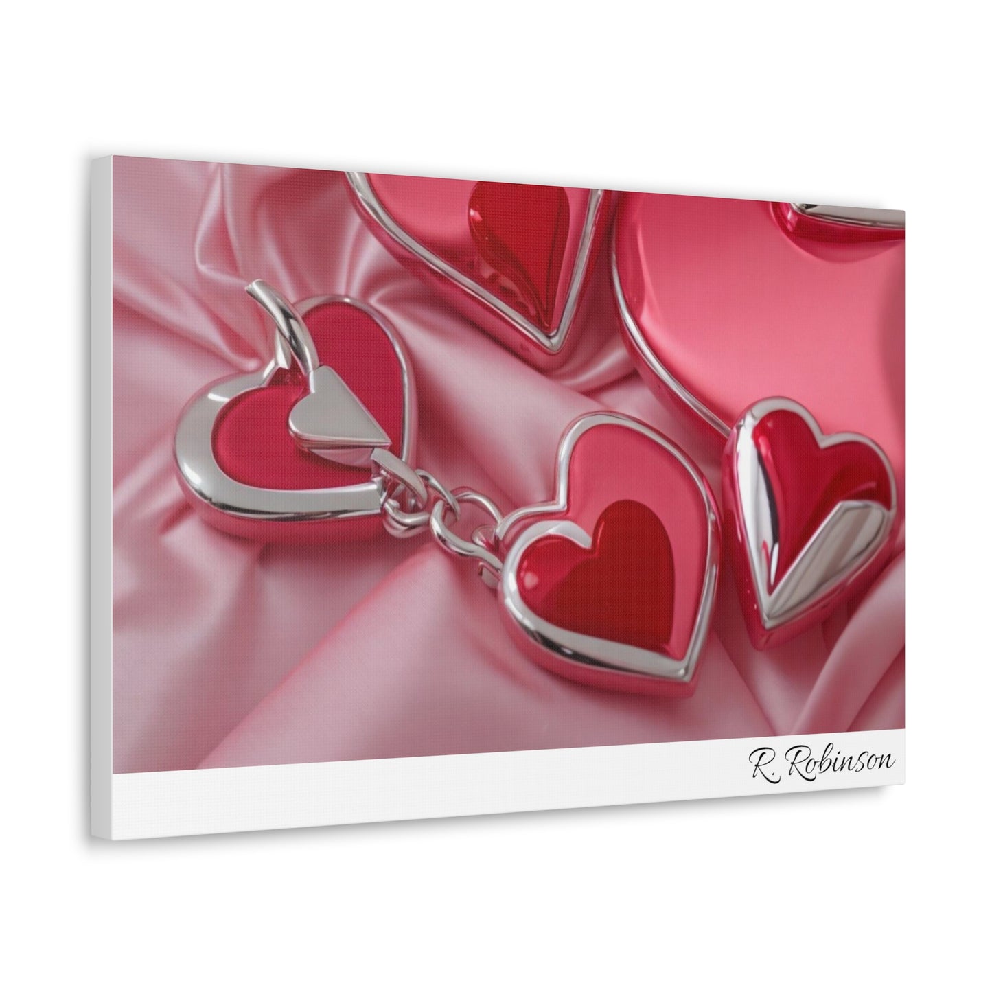 Red Hearts and Pink Satin No 2 Canvas Gallery Wraps