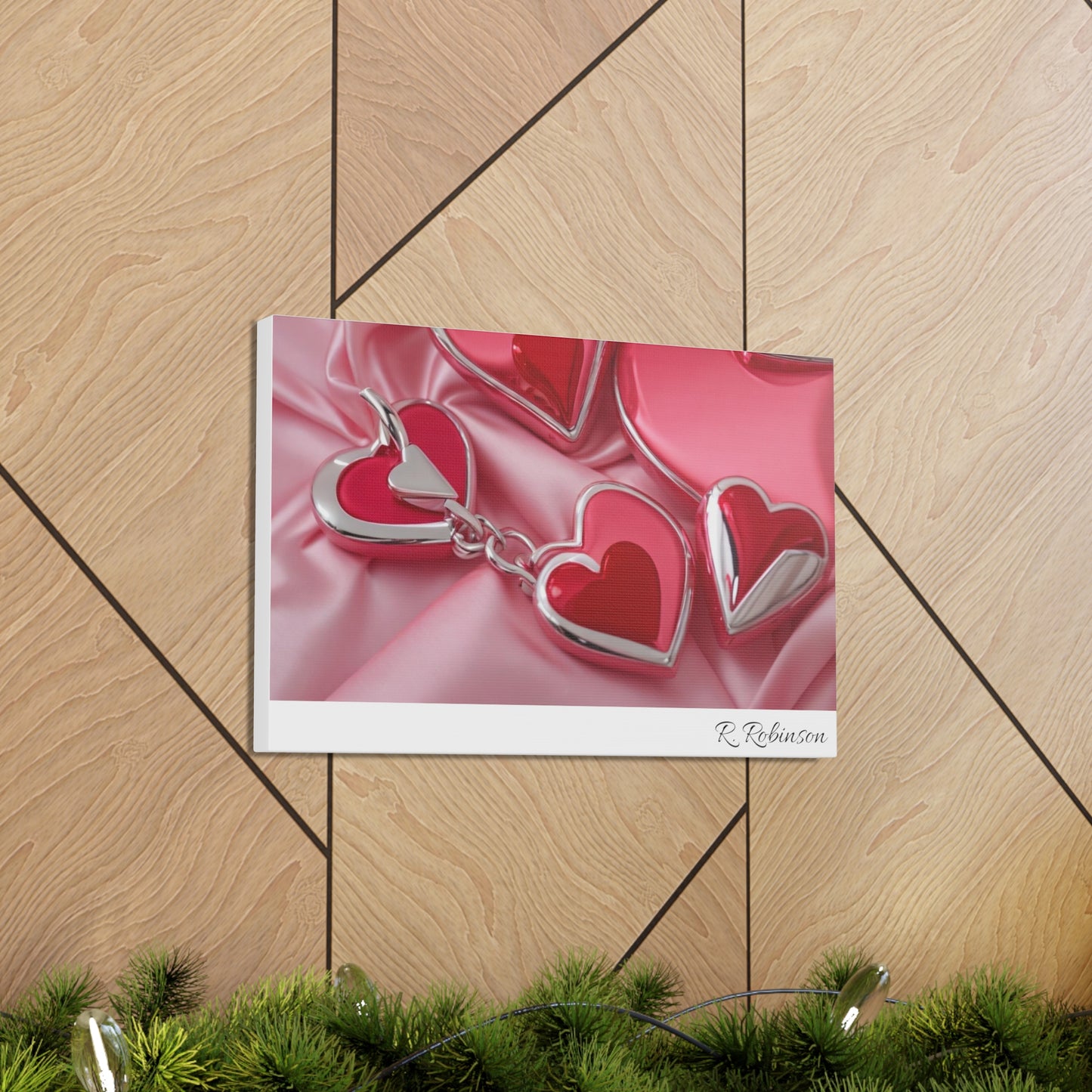 Red Hearts and Pink Satin No 2 Canvas Gallery Wraps