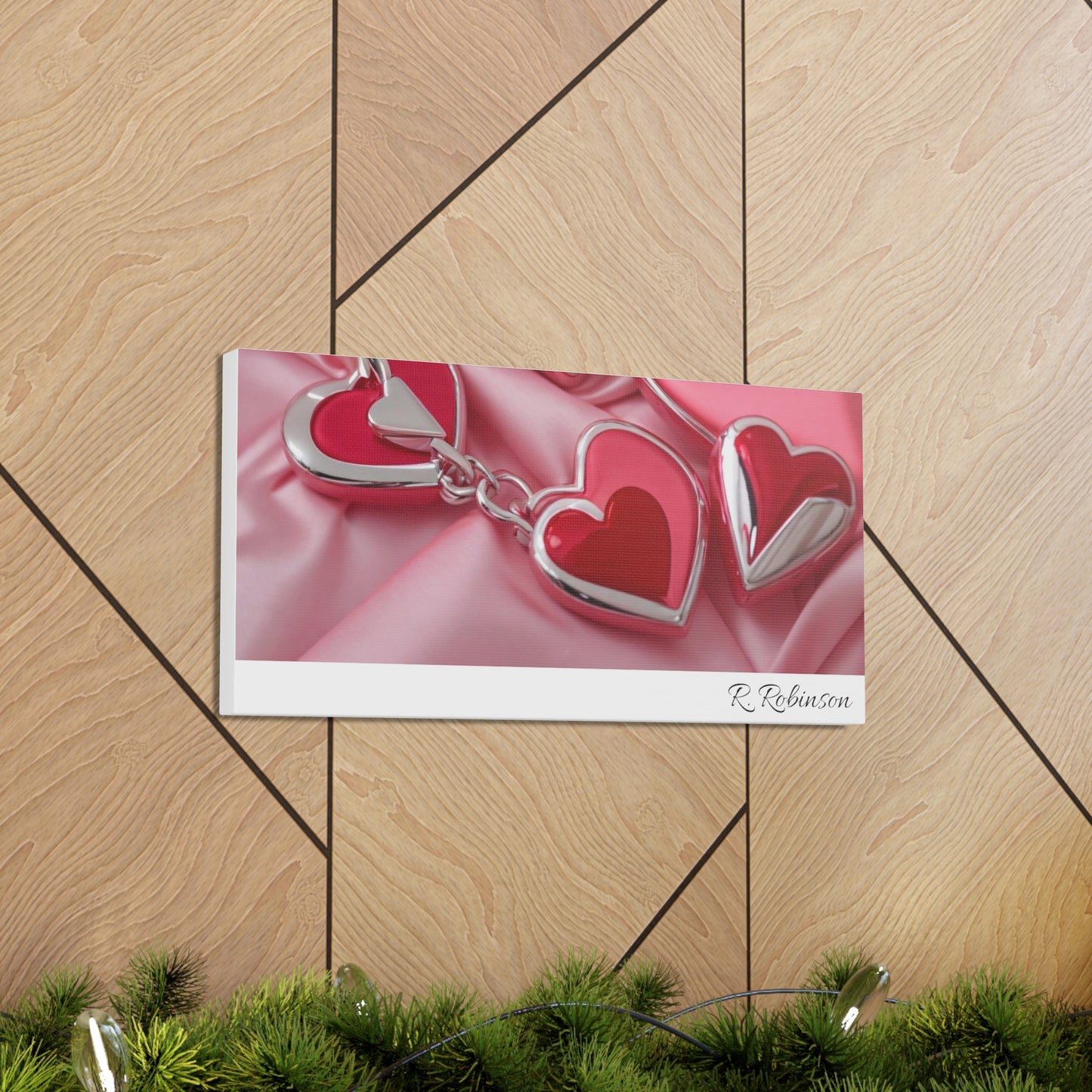 Red Hearts and Pink Satin No 2 Canvas Gallery Wraps