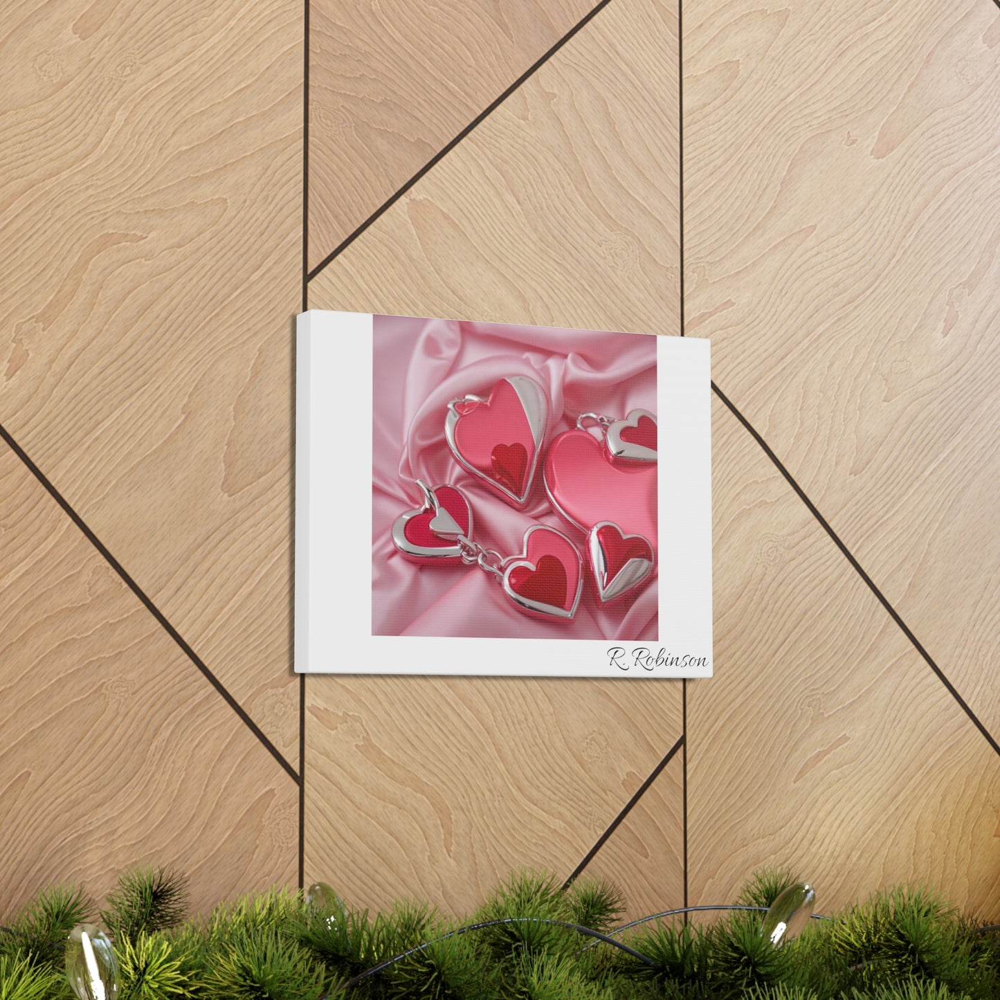 Red Hearts and Pink Satin No 2 Canvas Gallery Wraps