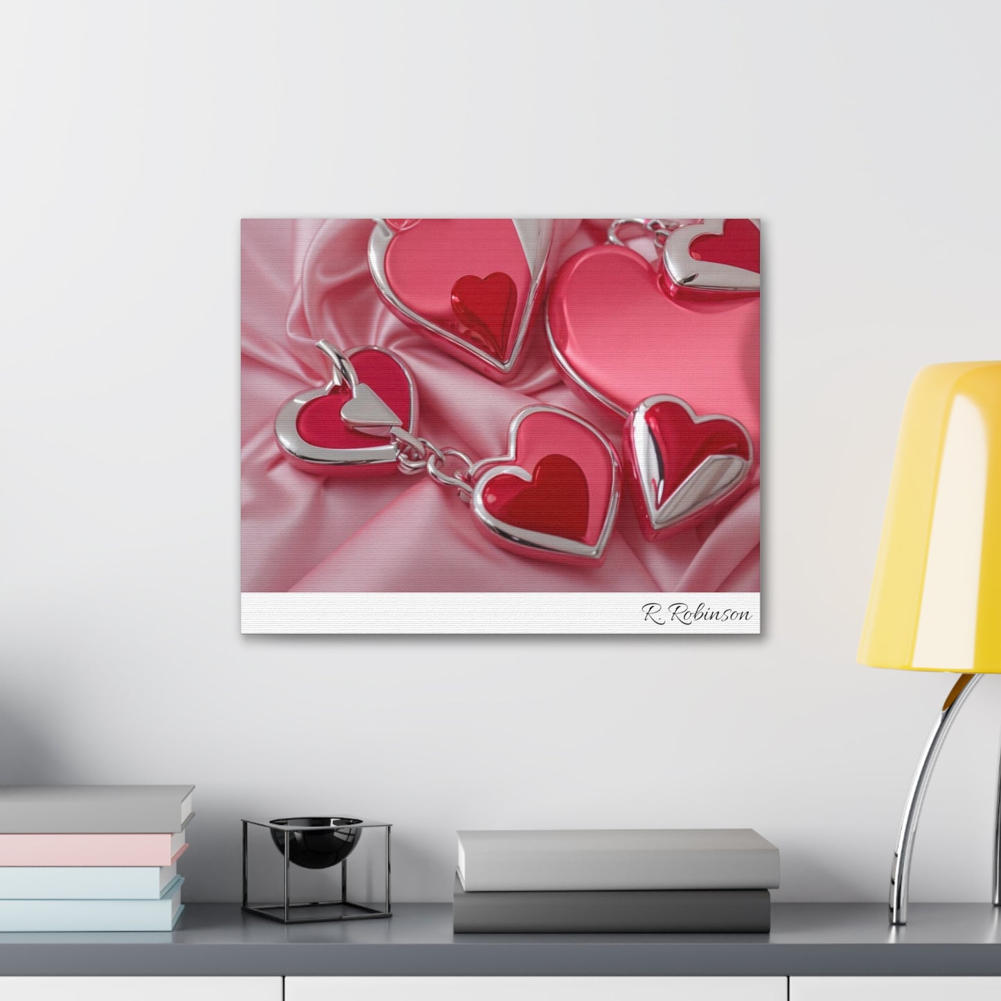 Red Hearts and Pink Satin No 2 Canvas Gallery Wraps