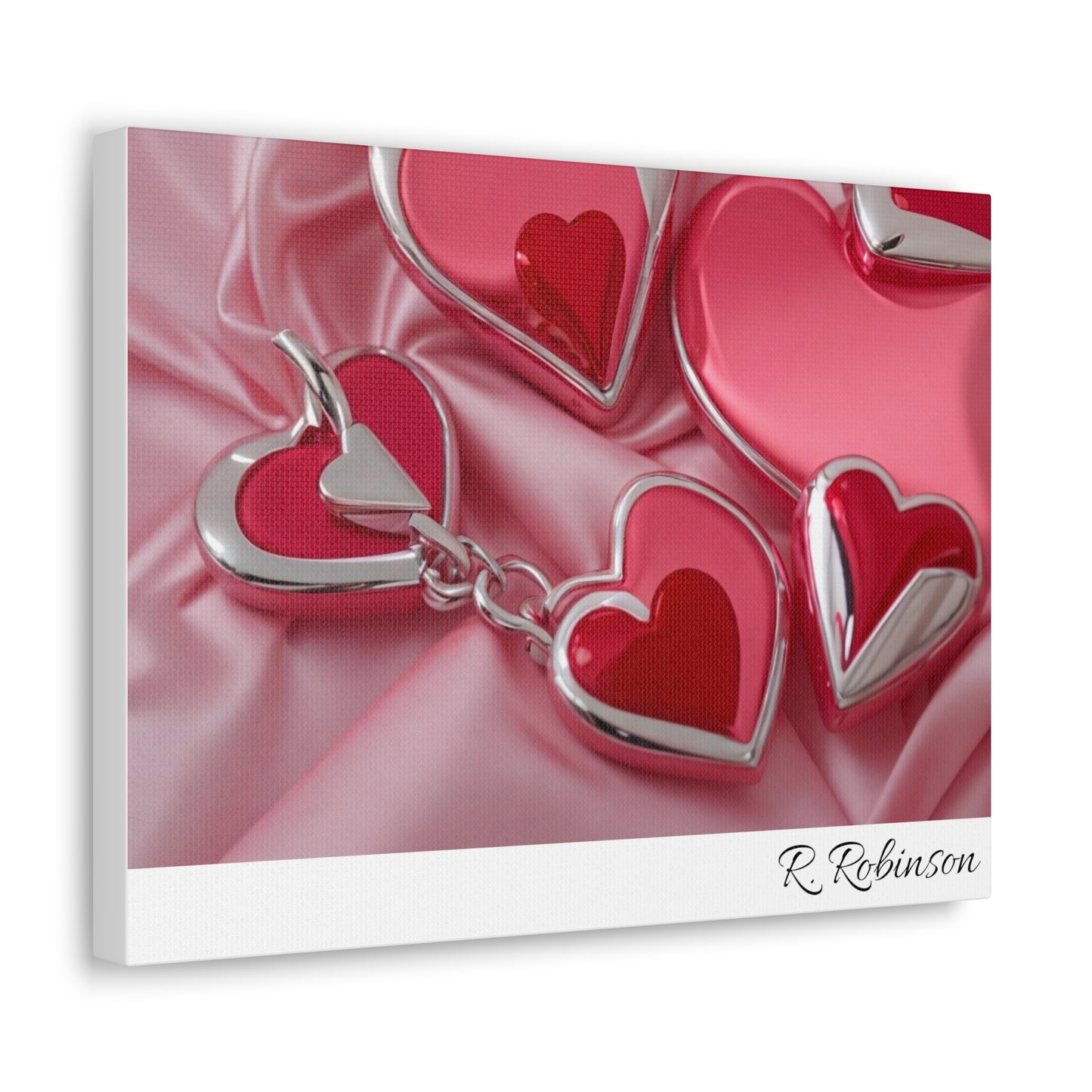 Red Hearts and Pink Satin No 2 Canvas Gallery Wraps