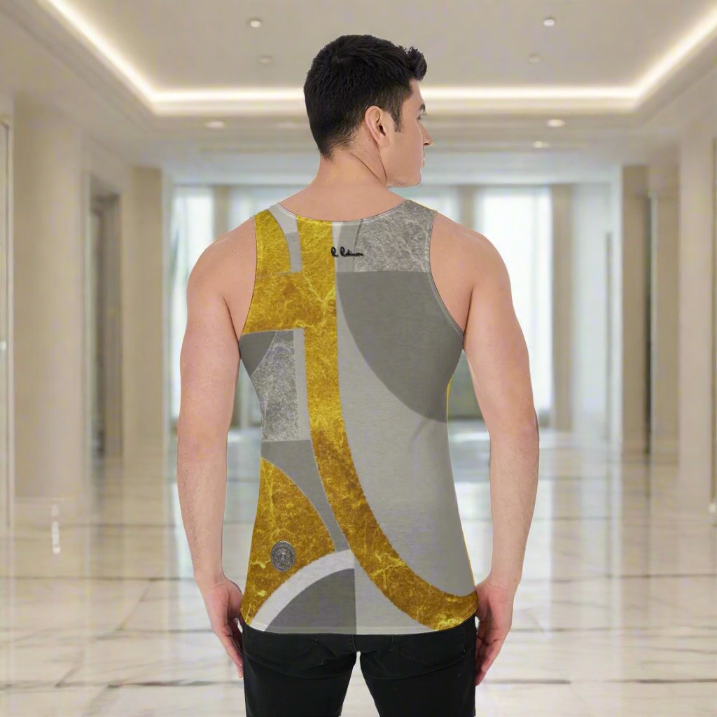 Indulge in effortless luxury with our contemporary gold grey tank top. The lightweight JERSEY fabric, relaxed fit, and comfortable design make it an ideal everyday essential. Whether for yoga or a workout, this tank provides both style and comfort. Machine washable and made with high-quality materials, this tank is a must-have in any wardrobe.