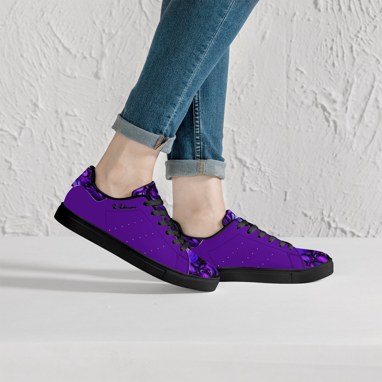 Experience timeless style and comfort with these Elegant Purp print Classic Low-Top Leather Sneakers. Crafted with a soft EVA padded insole, they provide lasting cushioning for all-day wear.
