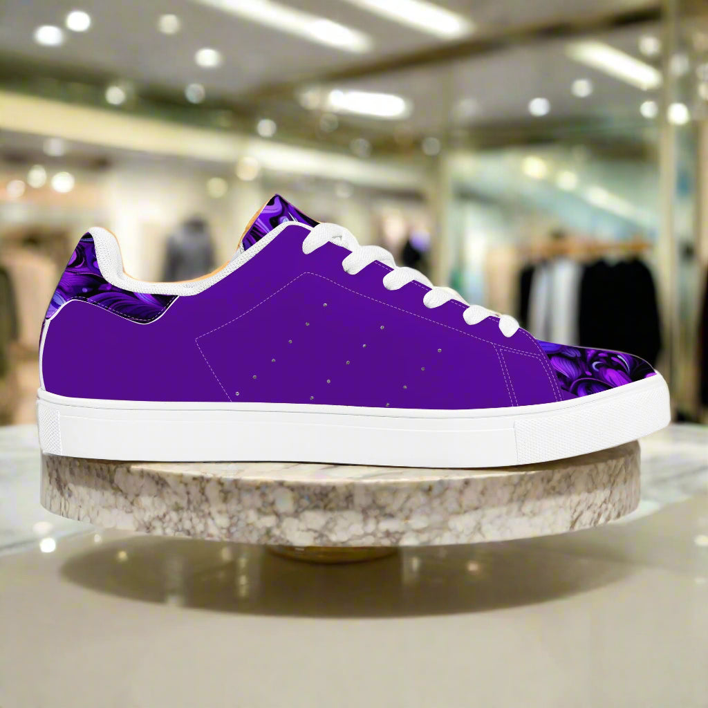 Experience timeless style and comfort with these Elegant Purp print Classic Low-Top Leather Sneakers. Crafted with a soft EVA padded insole, they provide lasting cushioning for all-day wear.