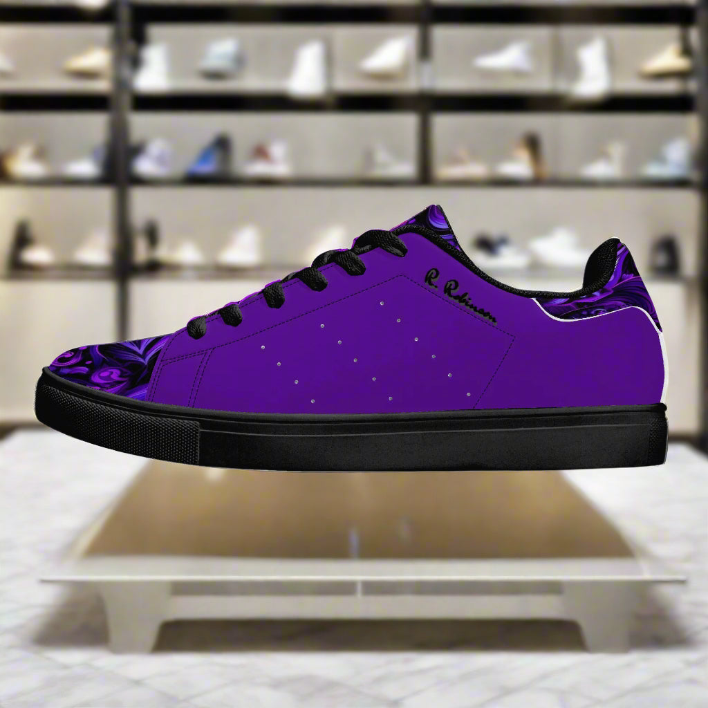 Experience timeless style and comfort with these Elegant Purp print Classic Low-Top Leather Sneakers. Crafted with a soft EVA padded insole, they provide lasting cushioning for all-day wear.