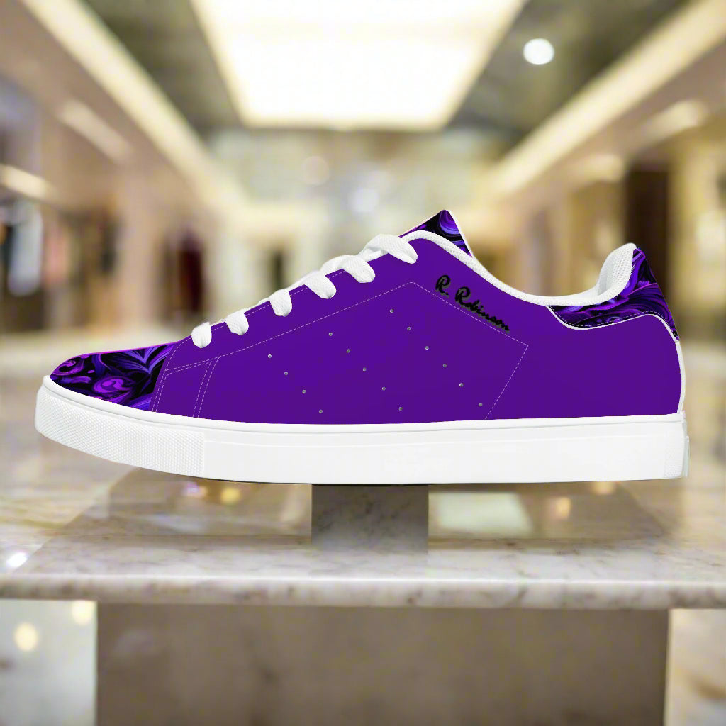 Experience timeless style and comfort with these Elegant Purp print Classic Low-Top Leather Sneakers. Crafted with a soft EVA padded insole, they provide lasting cushioning for all-day wear.