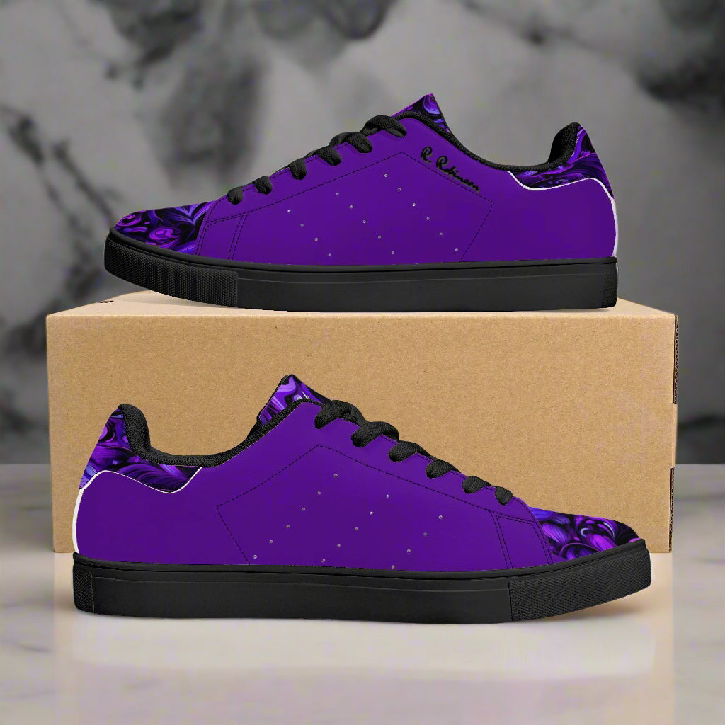 Experience timeless style and comfort with these Elegant Purp print Classic Low-Top Leather Sneakers. Crafted with a soft EVA padded insole, they provide lasting cushioning for all-day wear.