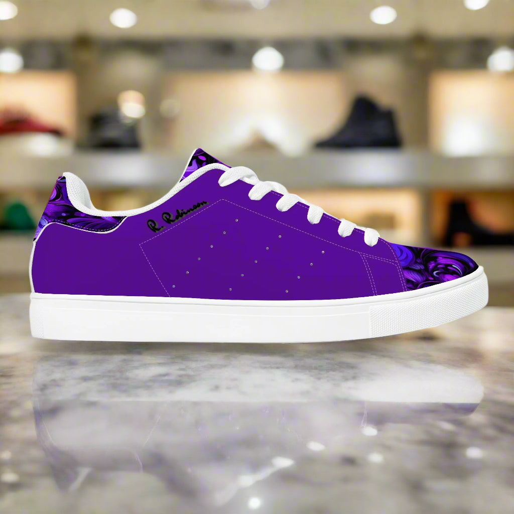 Experience timeless style and comfort with these Elegant Purp print Classic Low-Top Leather Sneakers. Crafted with a soft EVA padded insole, they provide lasting cushioning for all-day wear.