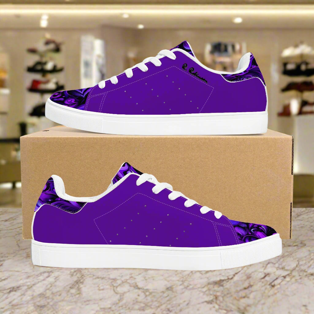 Experience timeless style and comfort with these Elegant Purp print Classic Low-Top Leather Sneakers. Crafted with a soft EVA padded insole, they provide lasting cushioning for all-day wear.
