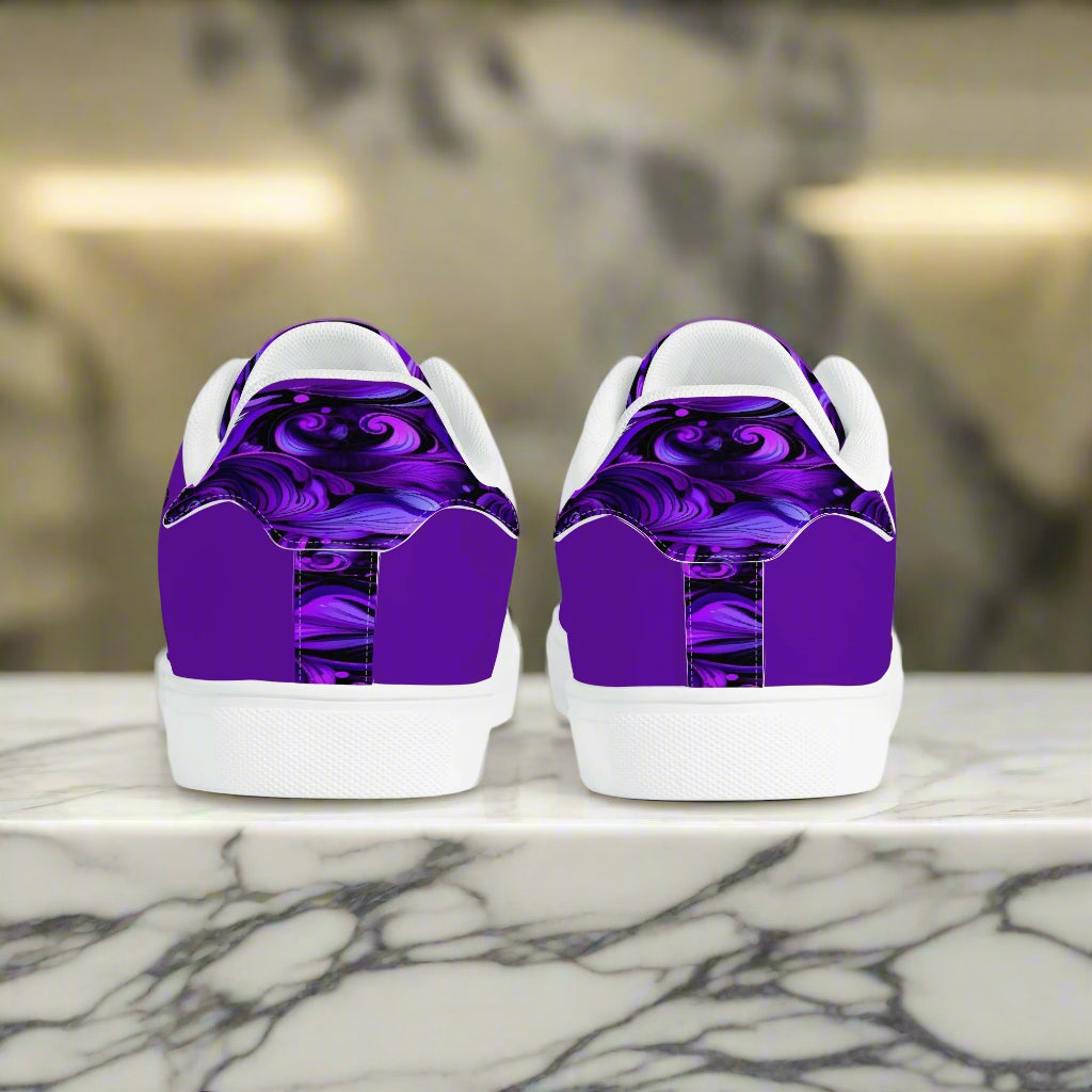 Experience timeless style and comfort with these Elegant Purp print Classic Low-Top Leather Sneakers. Crafted with a soft EVA padded insole, they provide lasting cushioning for all-day wear.