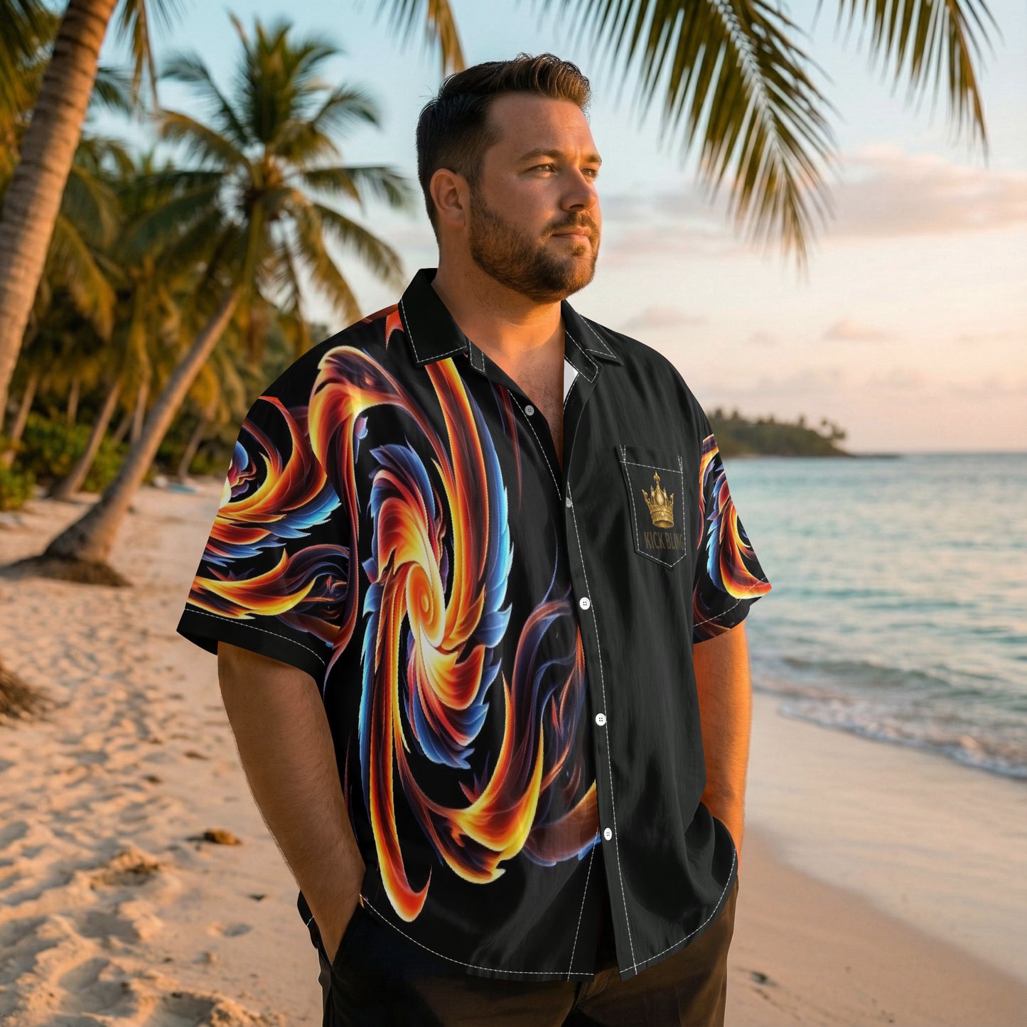 Premium Polyester Plus Size Great Balls of Fire 3 Shirt Designed for comfort and style, this relaxed button-down shirt features a classic camp collar tailored specifically for big and tall frames