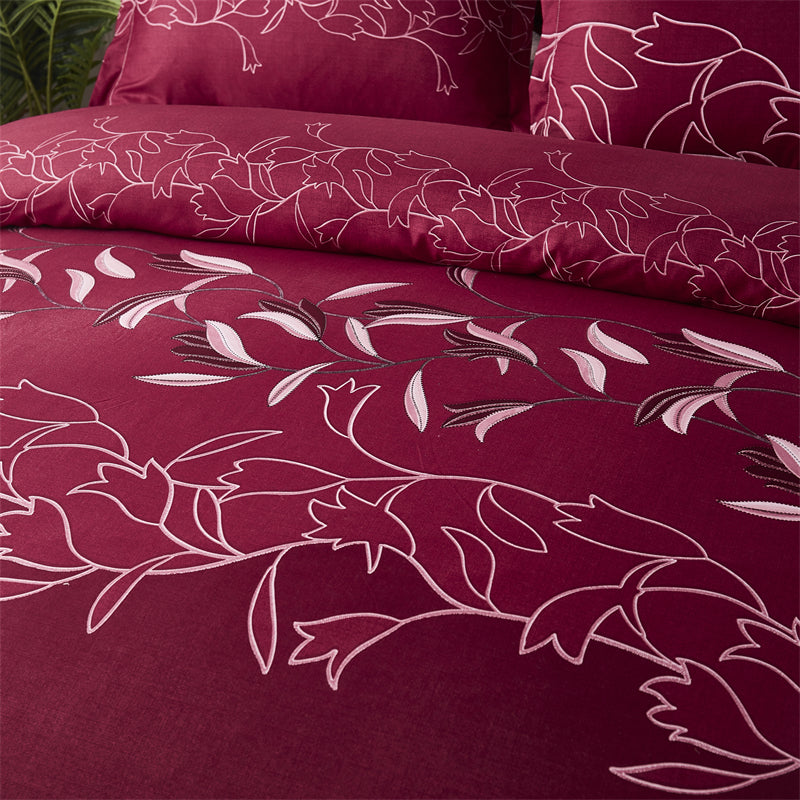 Red Duvet Cover Set with Pillowcases – 100% Polyester