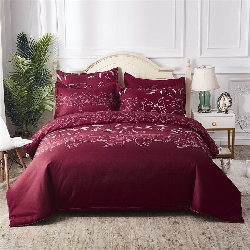 Red Duvet Cover Set with Pillowcases – 100% Polyester