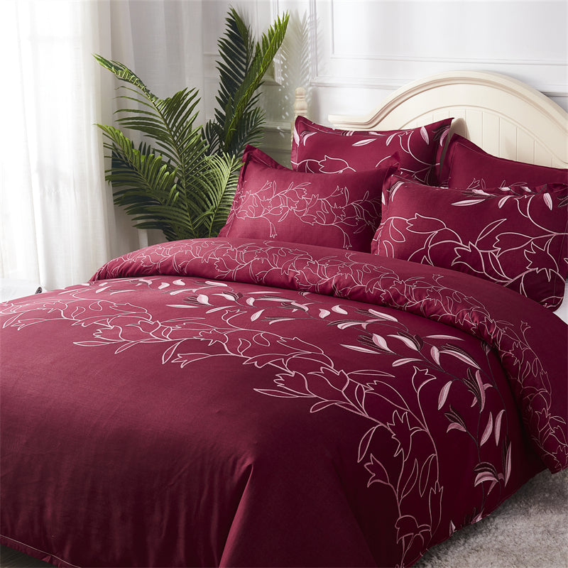 Red Duvet Cover Set with Pillowcases – 100% Polyester